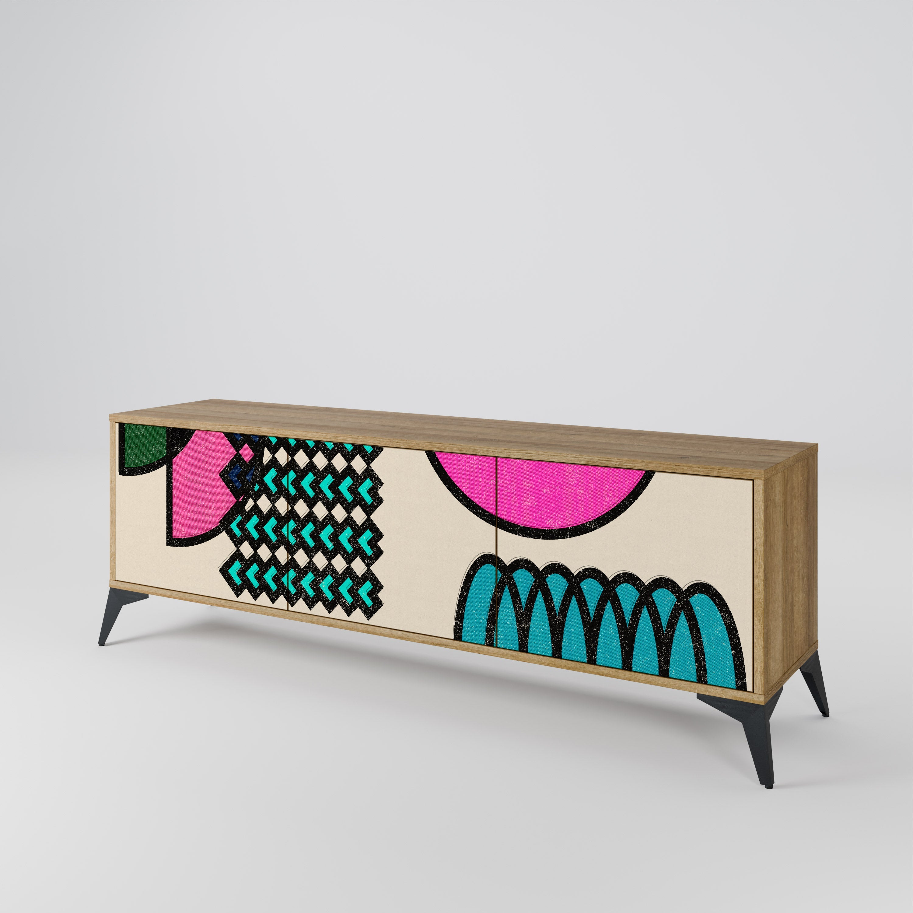 GEOMETRIC RHAPSODY TV-Lowboard mit 3 Türen in Eiche-Optik