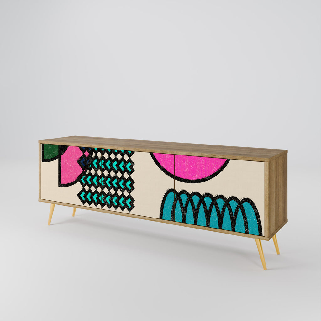 GEOMETRIC RHAPSODY TV-Lowboard mit 3 Türen in Eiche-Optik