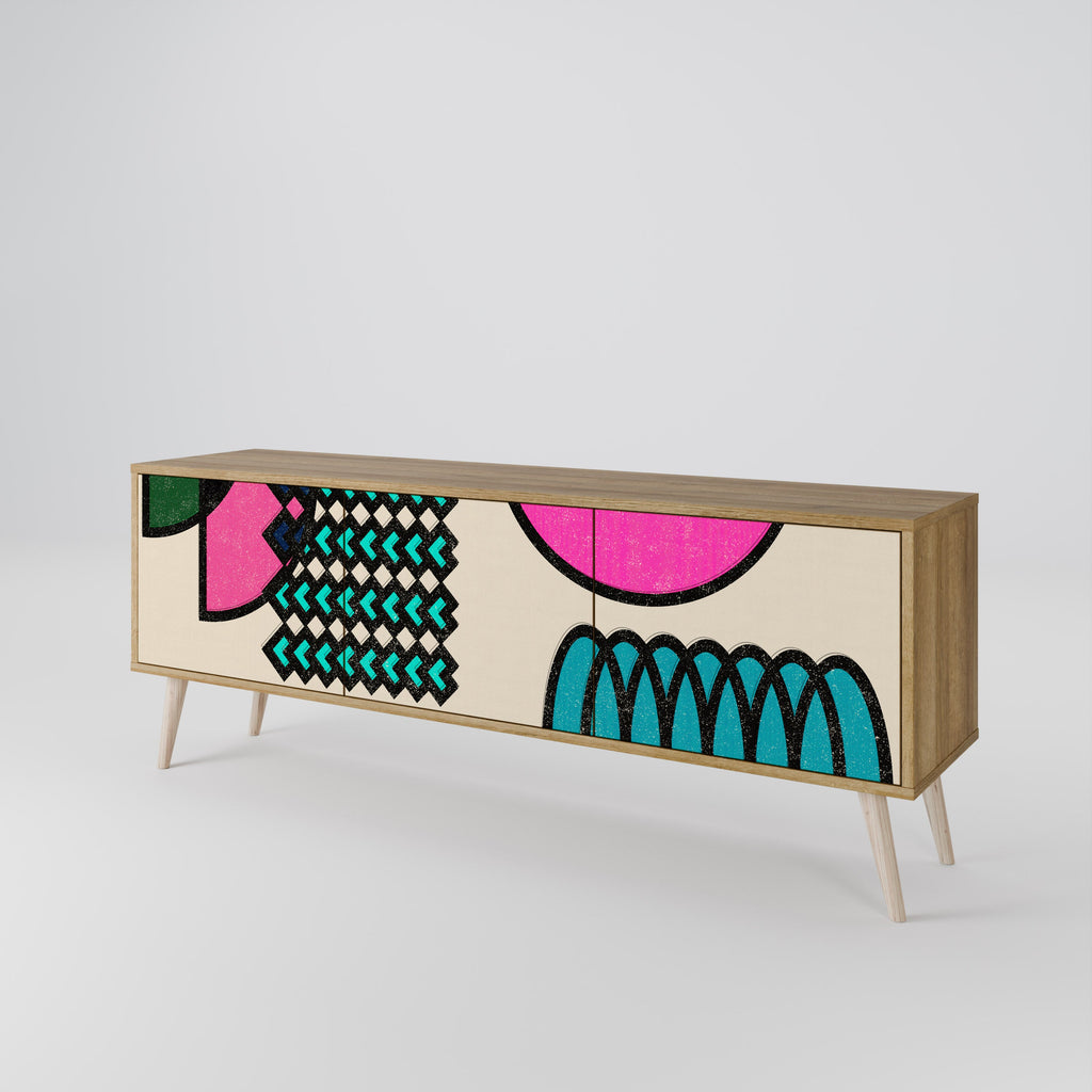 GEOMETRIC RHAPSODY TV-Lowboard mit 3 Türen in Eiche-Optik