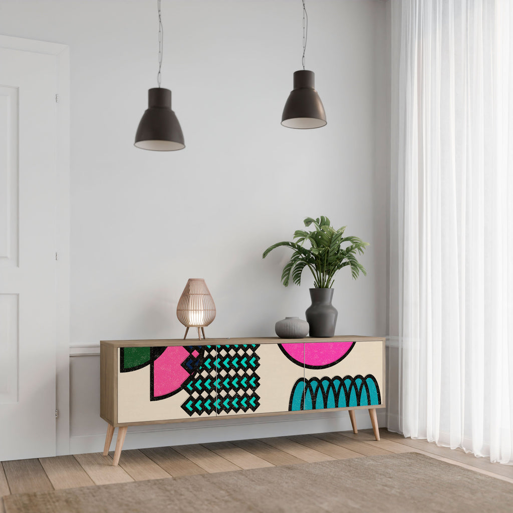 GEOMETRIC RHAPSODY TV-Lowboard mit 3 Türen in Eiche-Optik