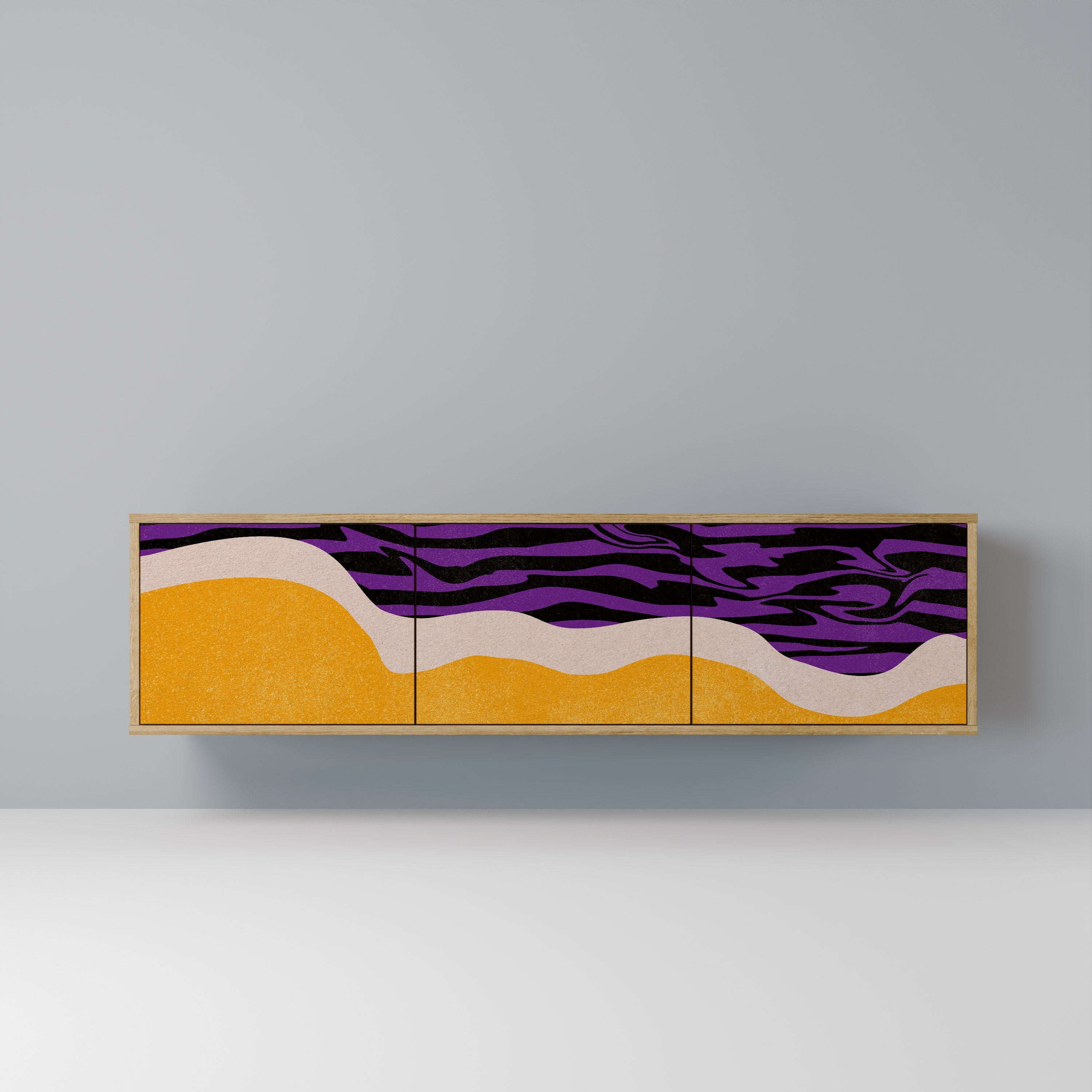 INDEPENDENT BORDER TV-Lowboard mit 3 Türen in Eiche-Optik