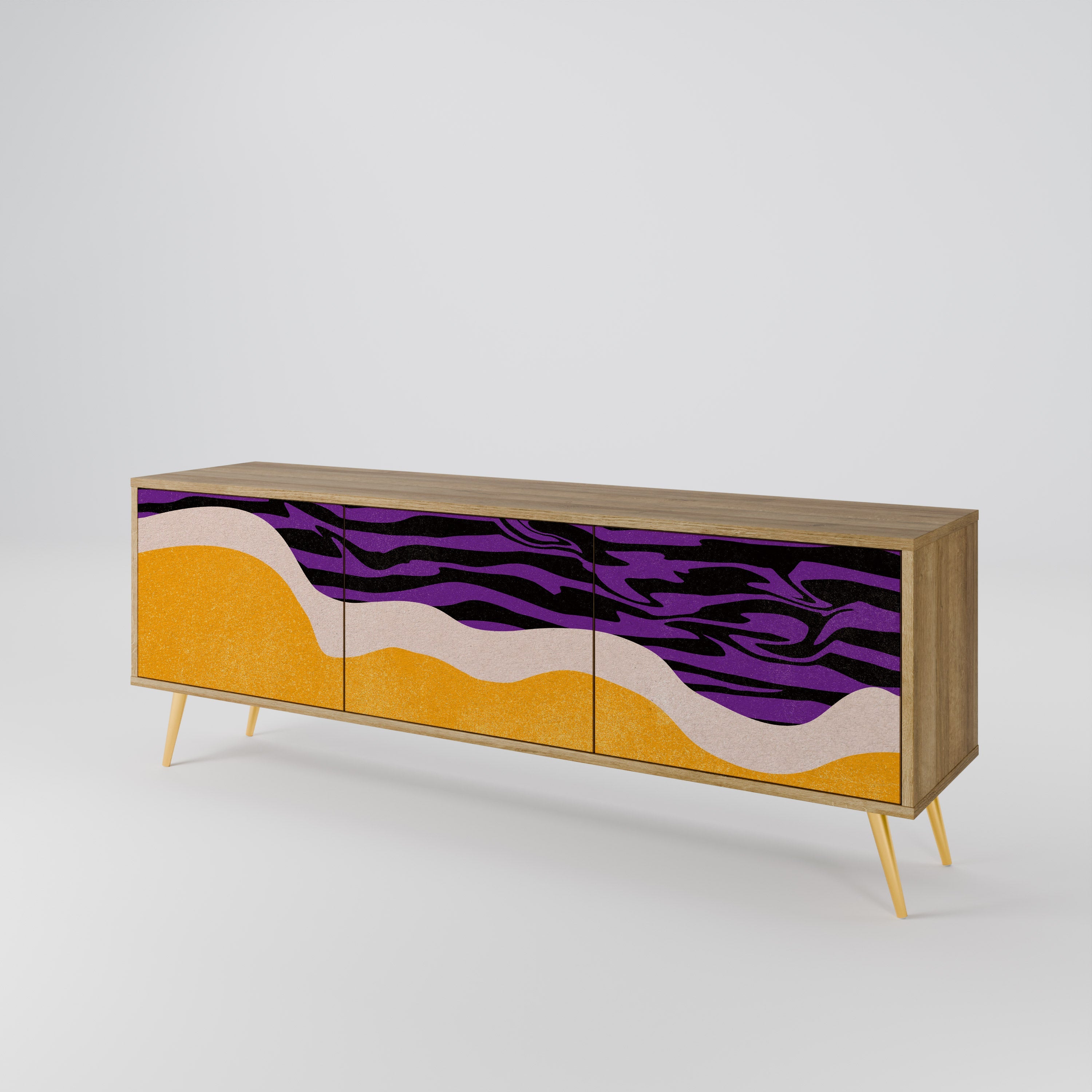 INDEPENDENT BORDER TV-Lowboard mit 3 Türen in Eiche-Optik