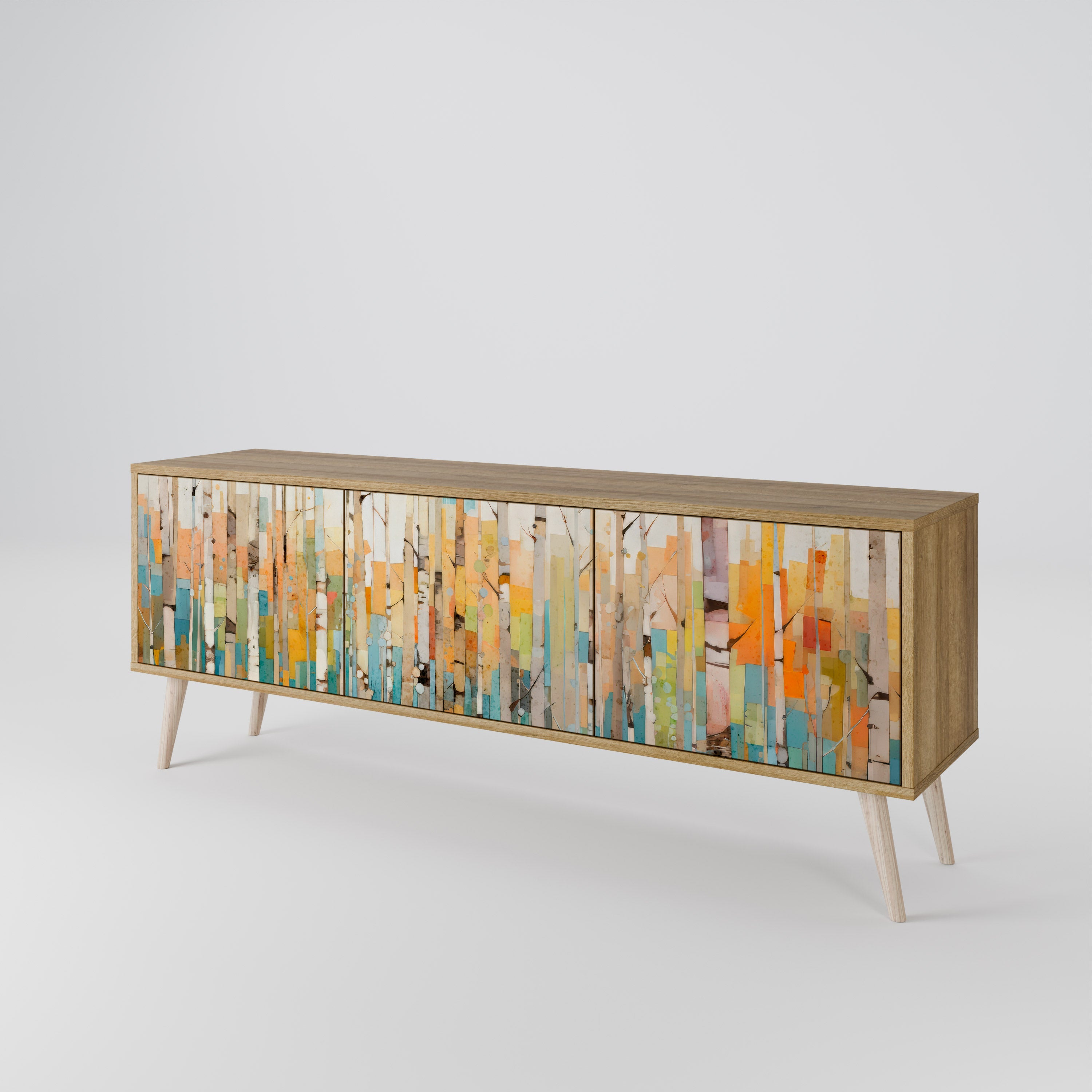 BIRCH KALEIDOSCOPE TV-Lowboard mit 3 Türen in Eiche-Optik