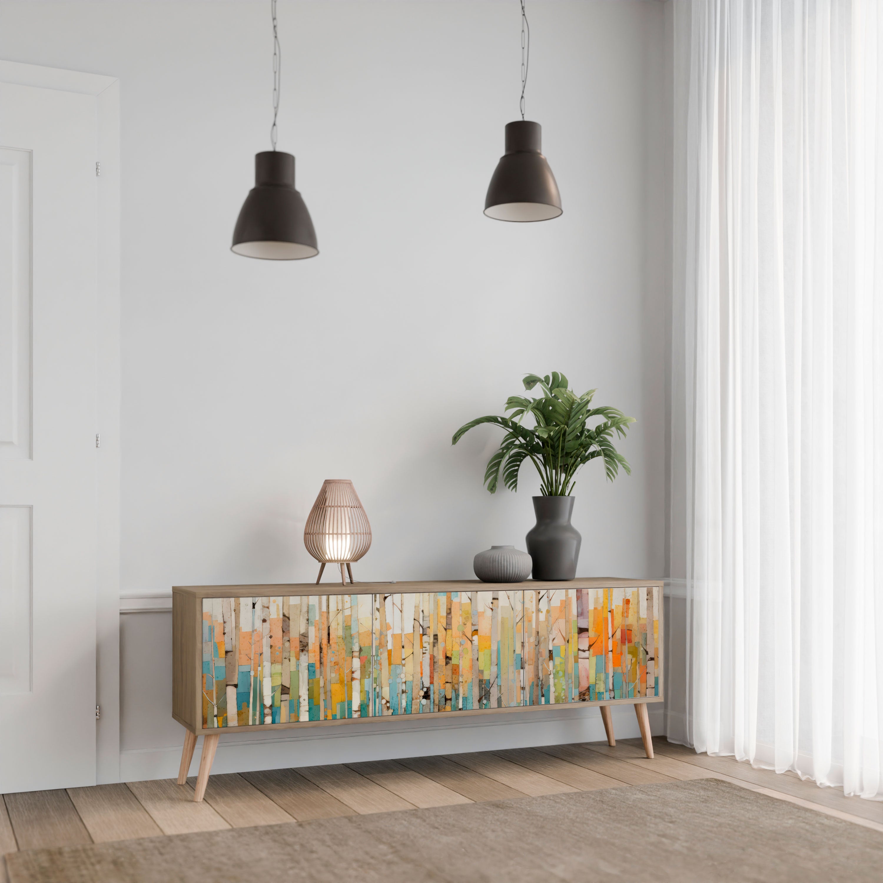 BIRCH KALEIDOSCOPE TV-Lowboard mit 3 Türen in Eiche-Optik