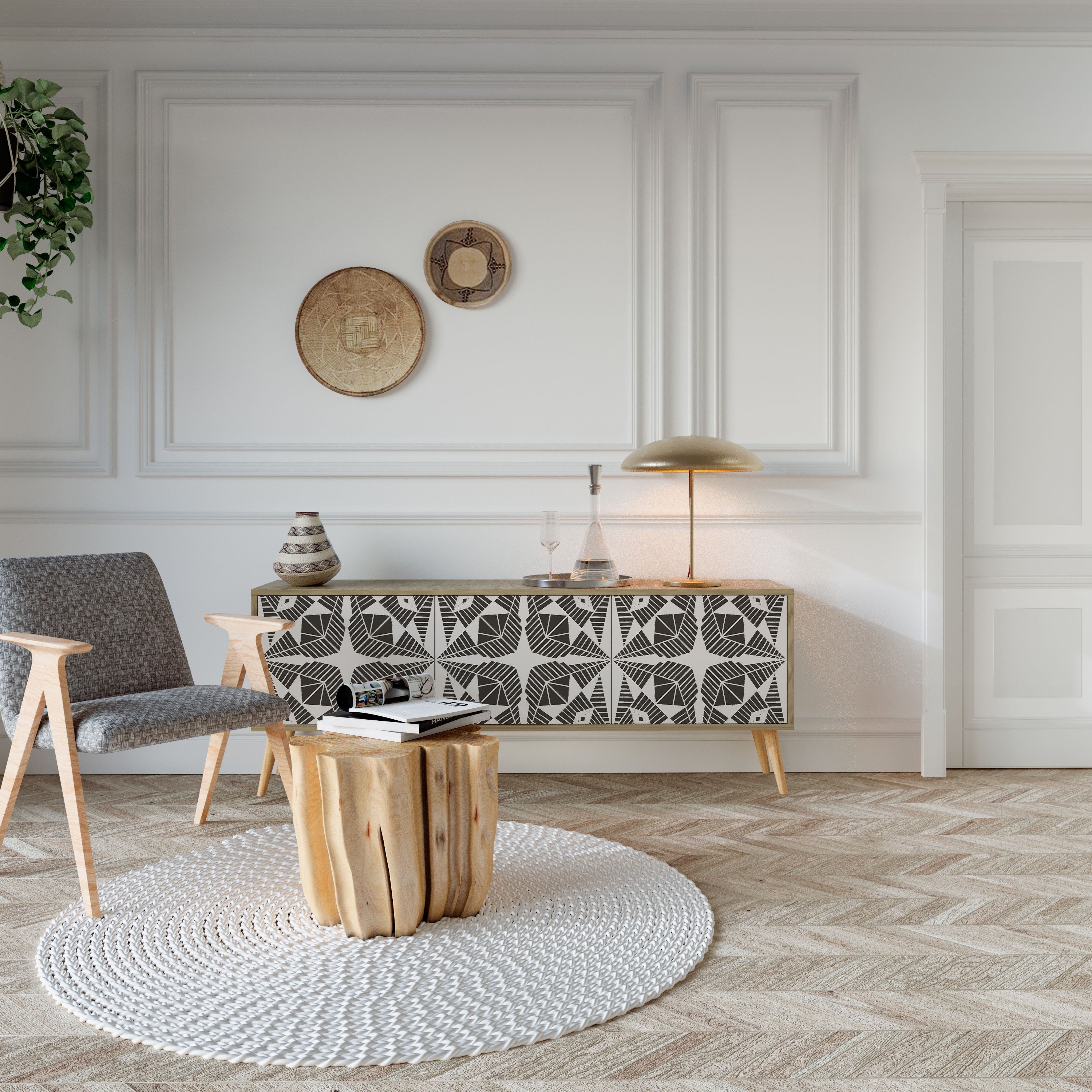 MONOCHROME NEXUS TV-Lowboard mit 3 Türen in Eiche-Optik