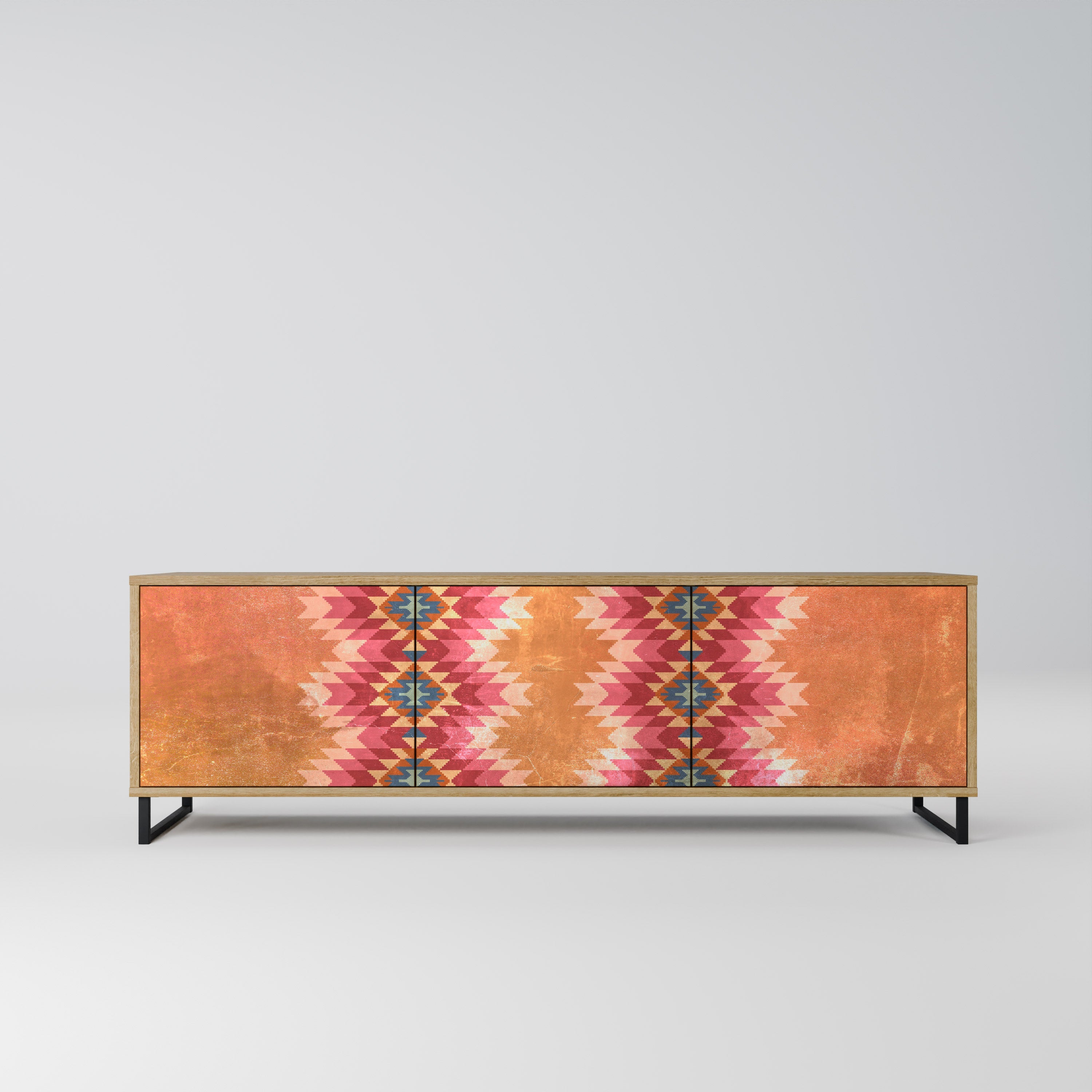 INDIAN FOLK TV-Lowboard mit 3 Türen in Eiche-Optik