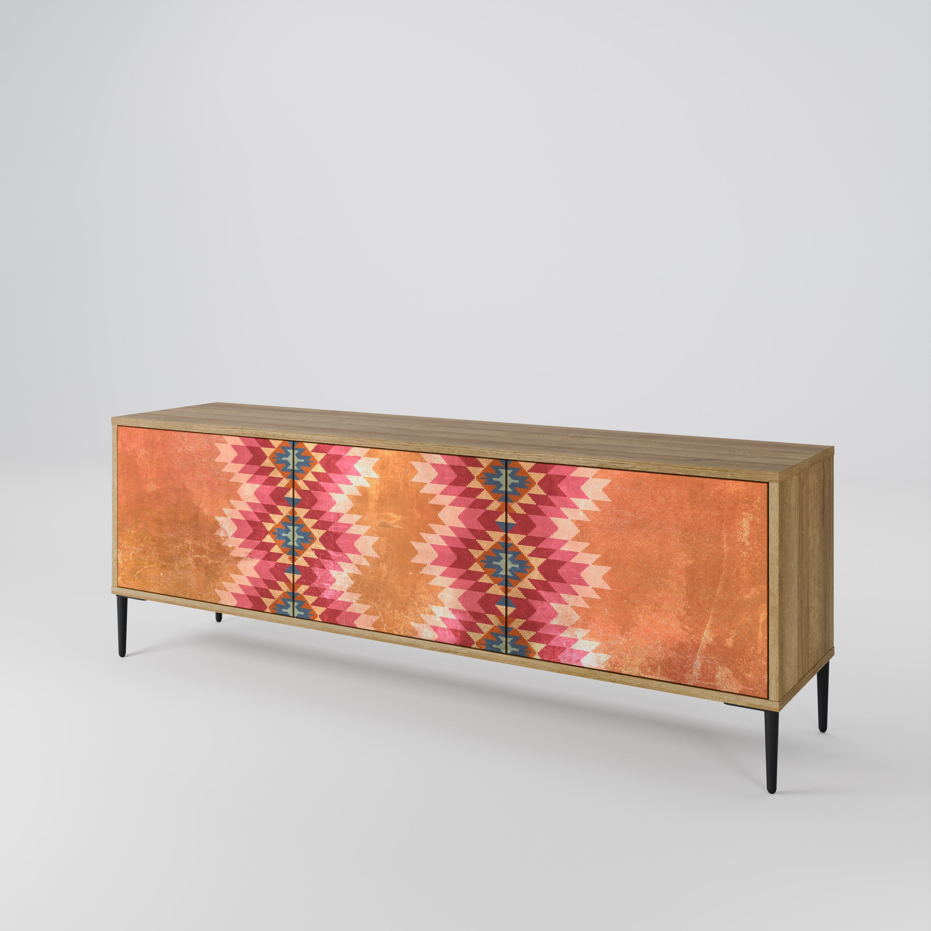 INDIAN FOLK TV-Lowboard mit 3 Türen in Eiche-Optik