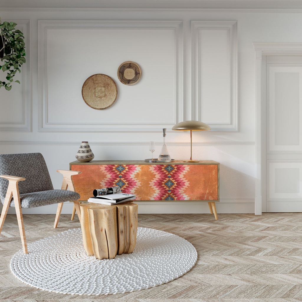 INDIAN FOLK TV-Lowboard mit 3 Türen in Eiche-Optik