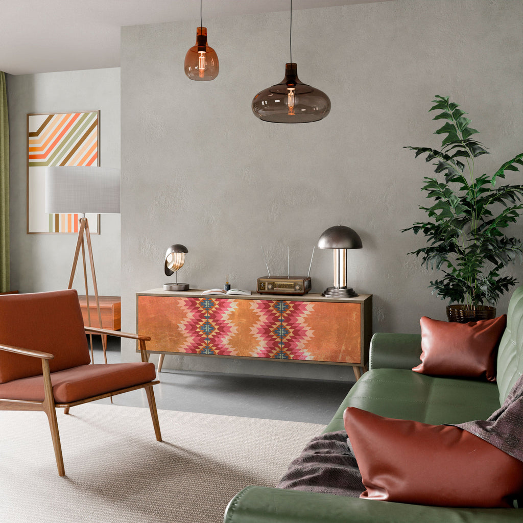 INDIAN FOLK TV-Lowboard mit 3 Türen in Eiche-Optik