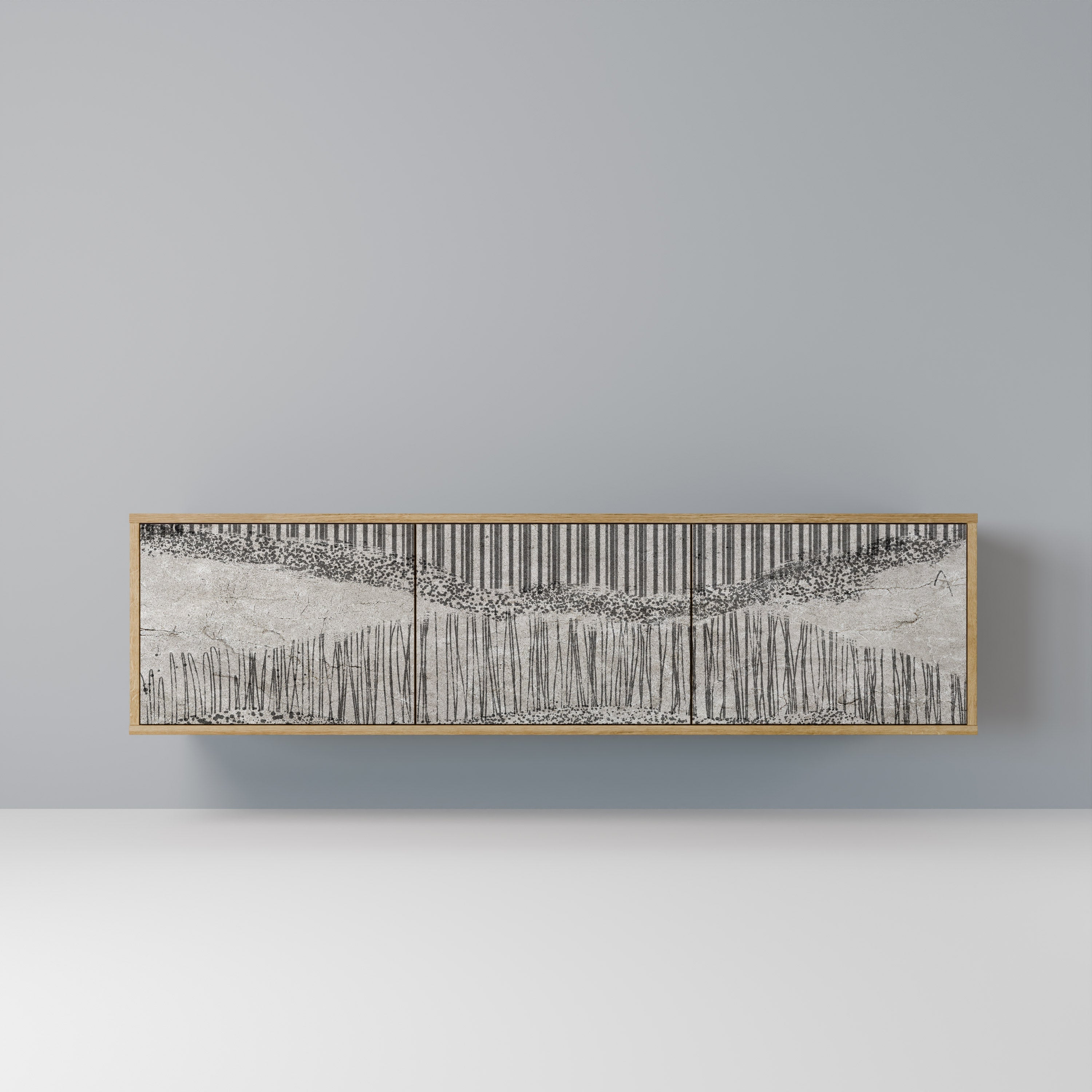 GRAIN LINES TV-Lowboard mit 3 Türen in Eiche-Optik