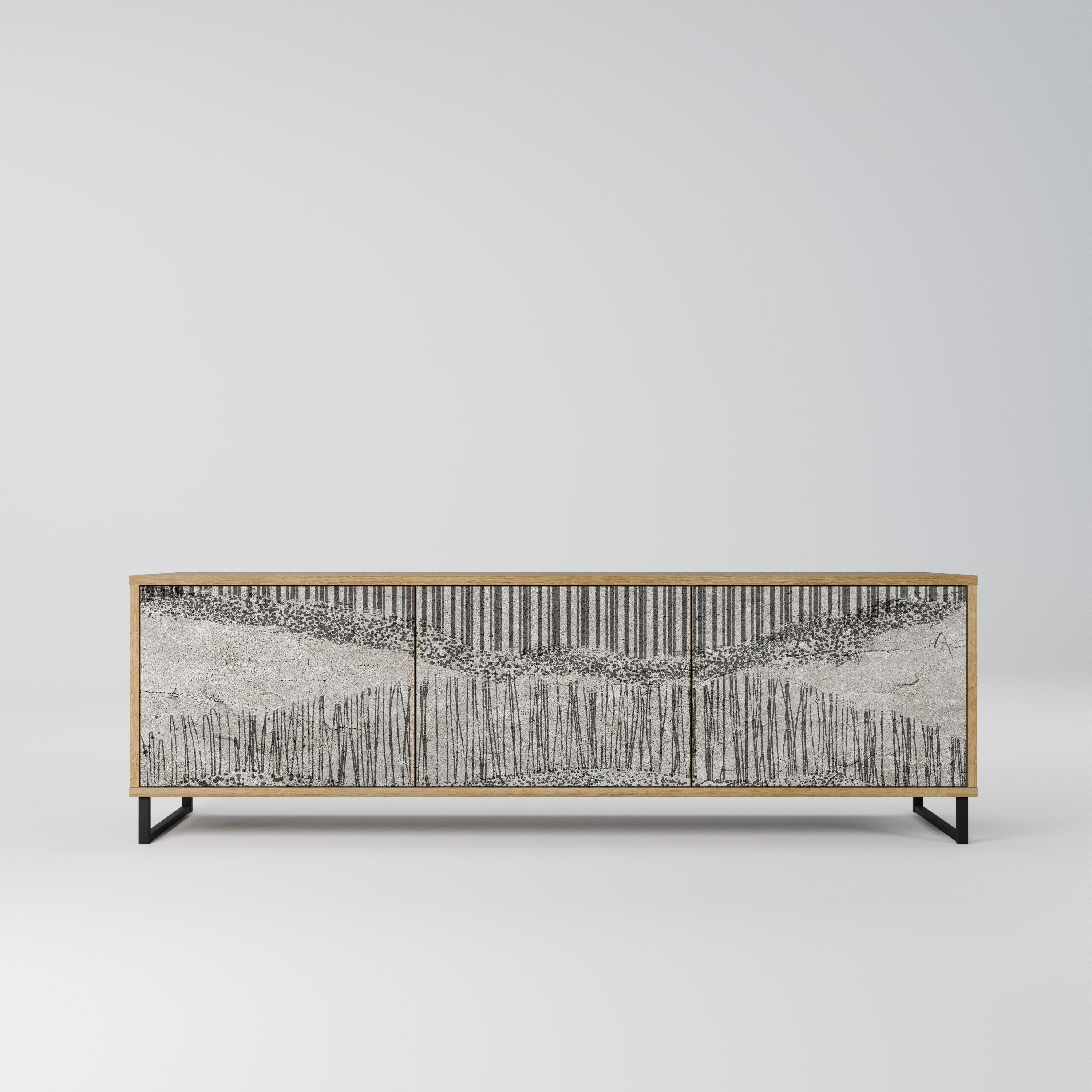 GRAIN LINES TV-Lowboard mit 3 Türen in Eiche-Optik