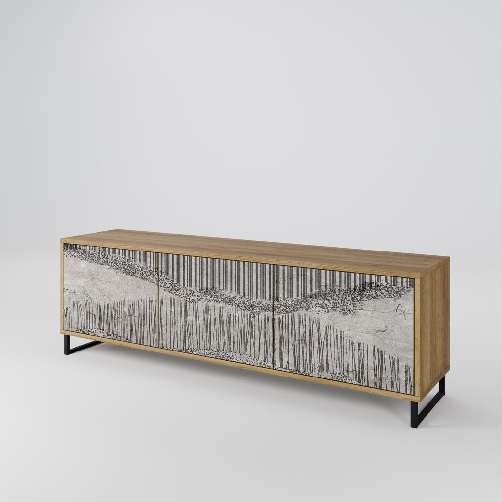 GRAIN LINES TV-Lowboard mit 3 Türen in Eiche-Optik