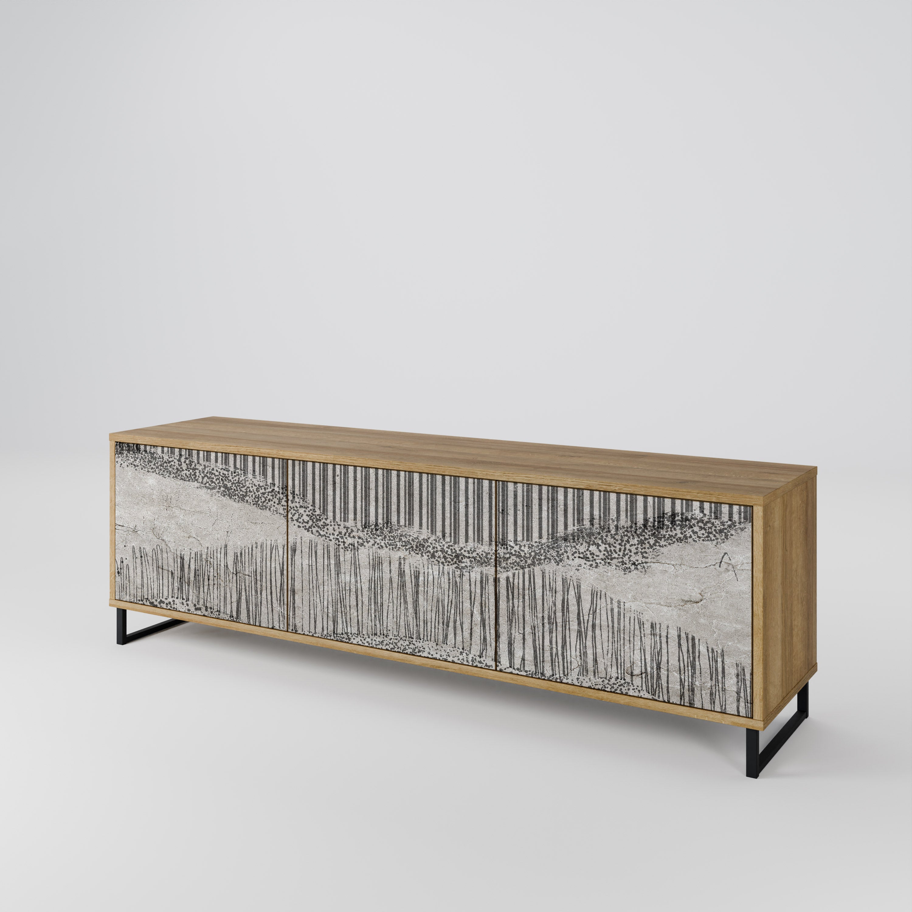 GRAIN LINES TV-Lowboard mit 3 Türen in Eiche-Optik