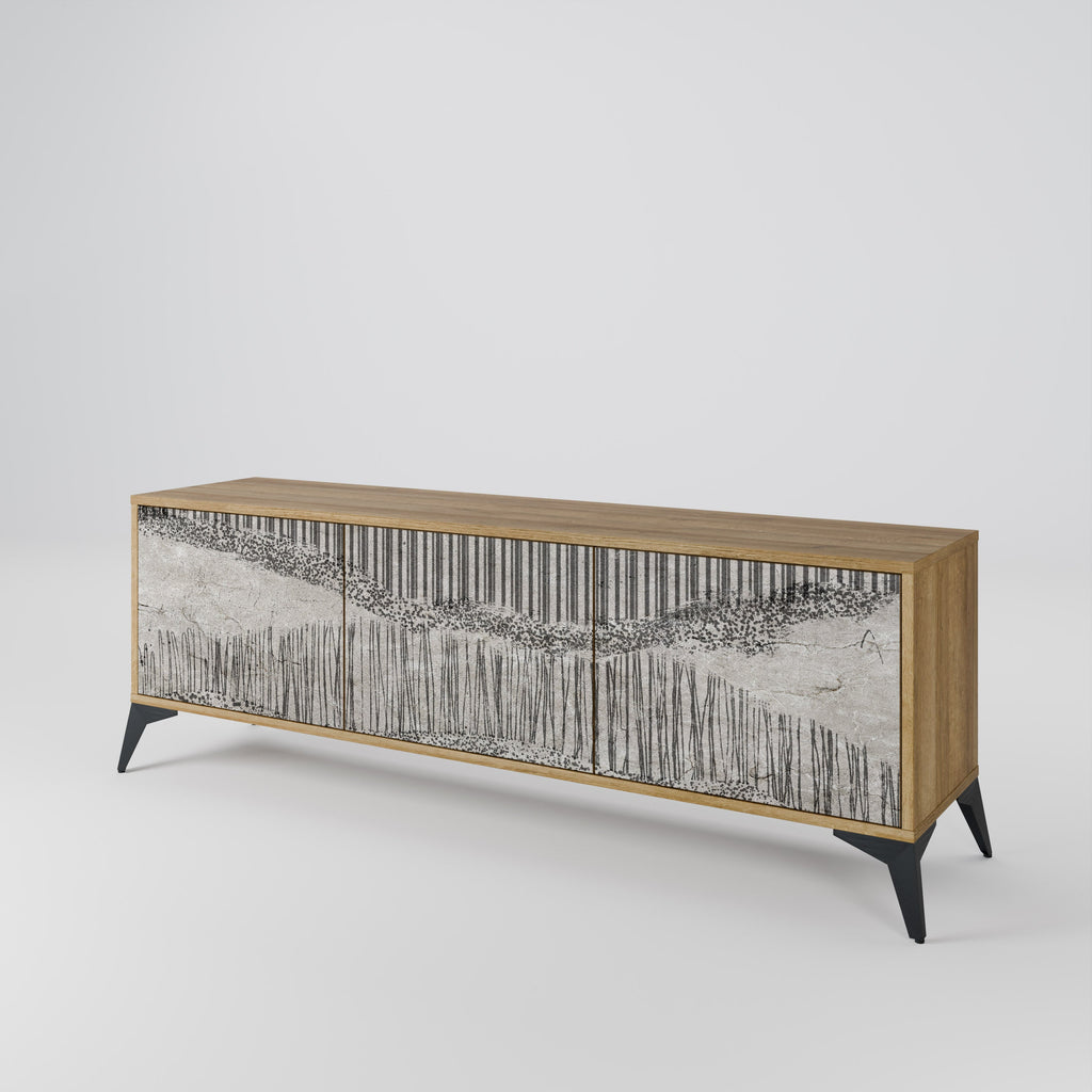 GRAIN LINES TV-Lowboard mit 3 Türen in Eiche-Optik