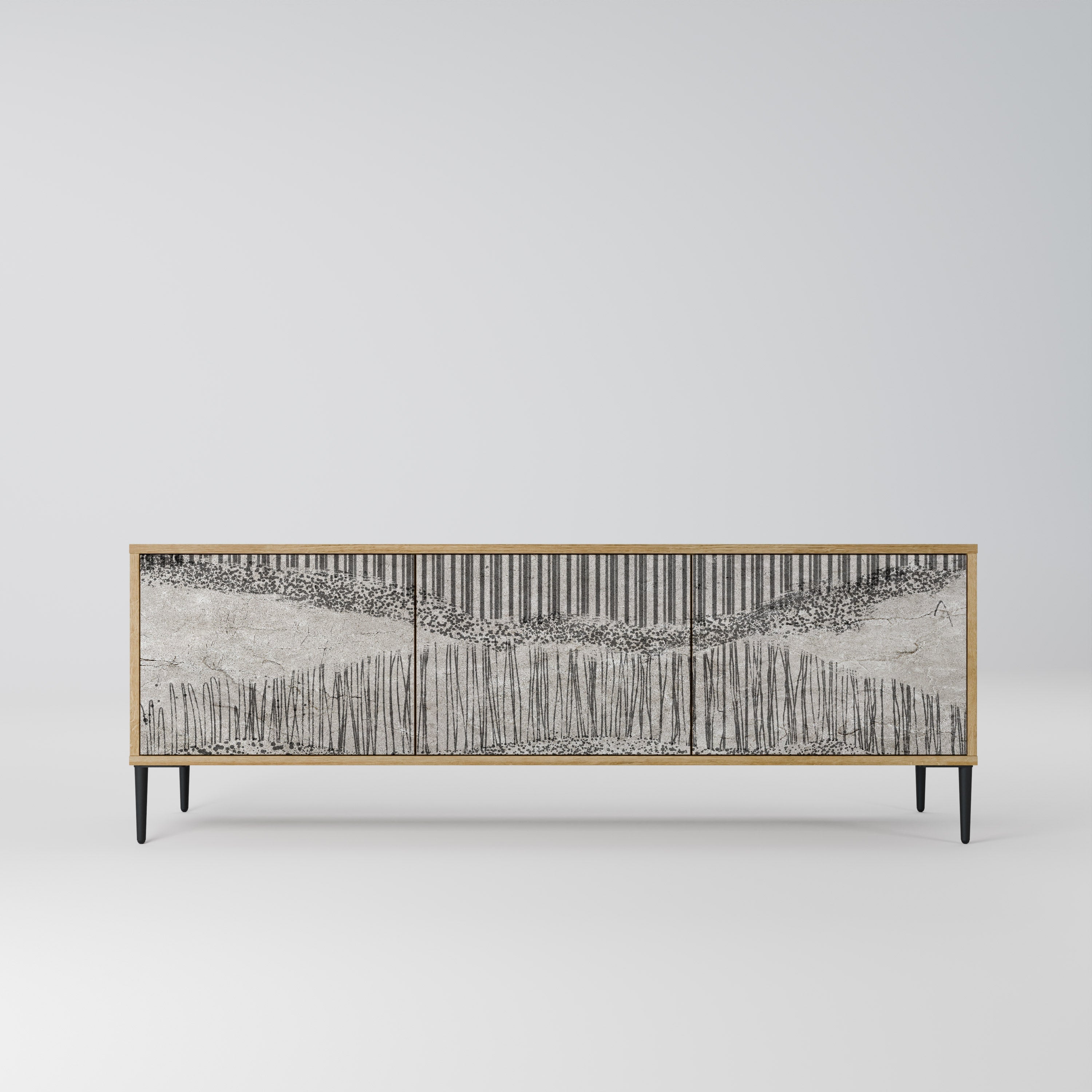 GRAIN LINES TV-Lowboard mit 3 Türen in Eiche-Optik