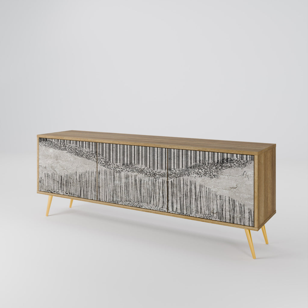 GRAIN LINES TV-Lowboard mit 3 Türen in Eiche-Optik