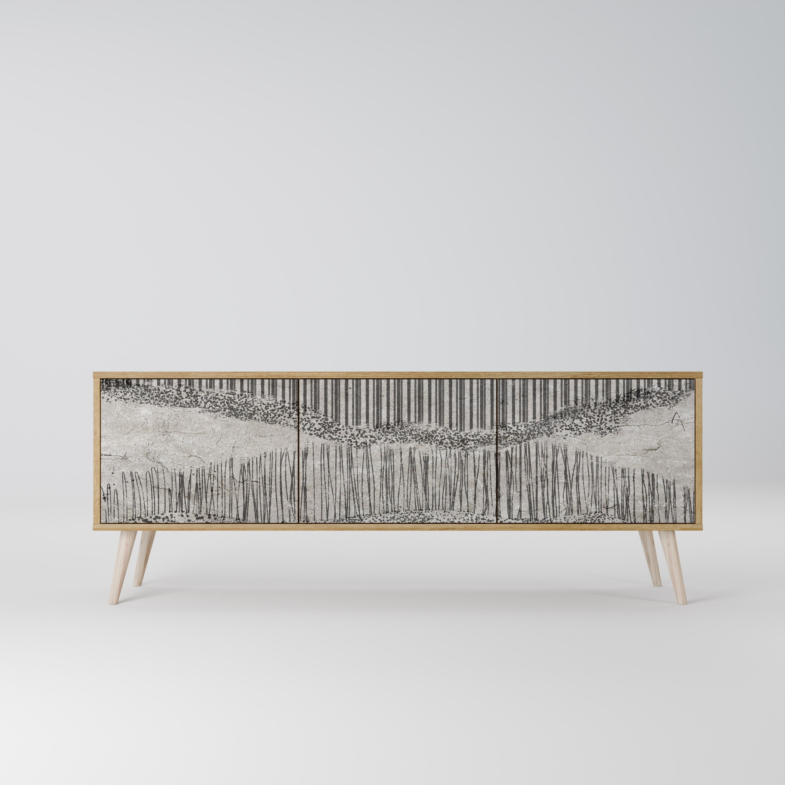 GRAIN LINES TV-Lowboard mit 3 Türen in Eiche-Optik