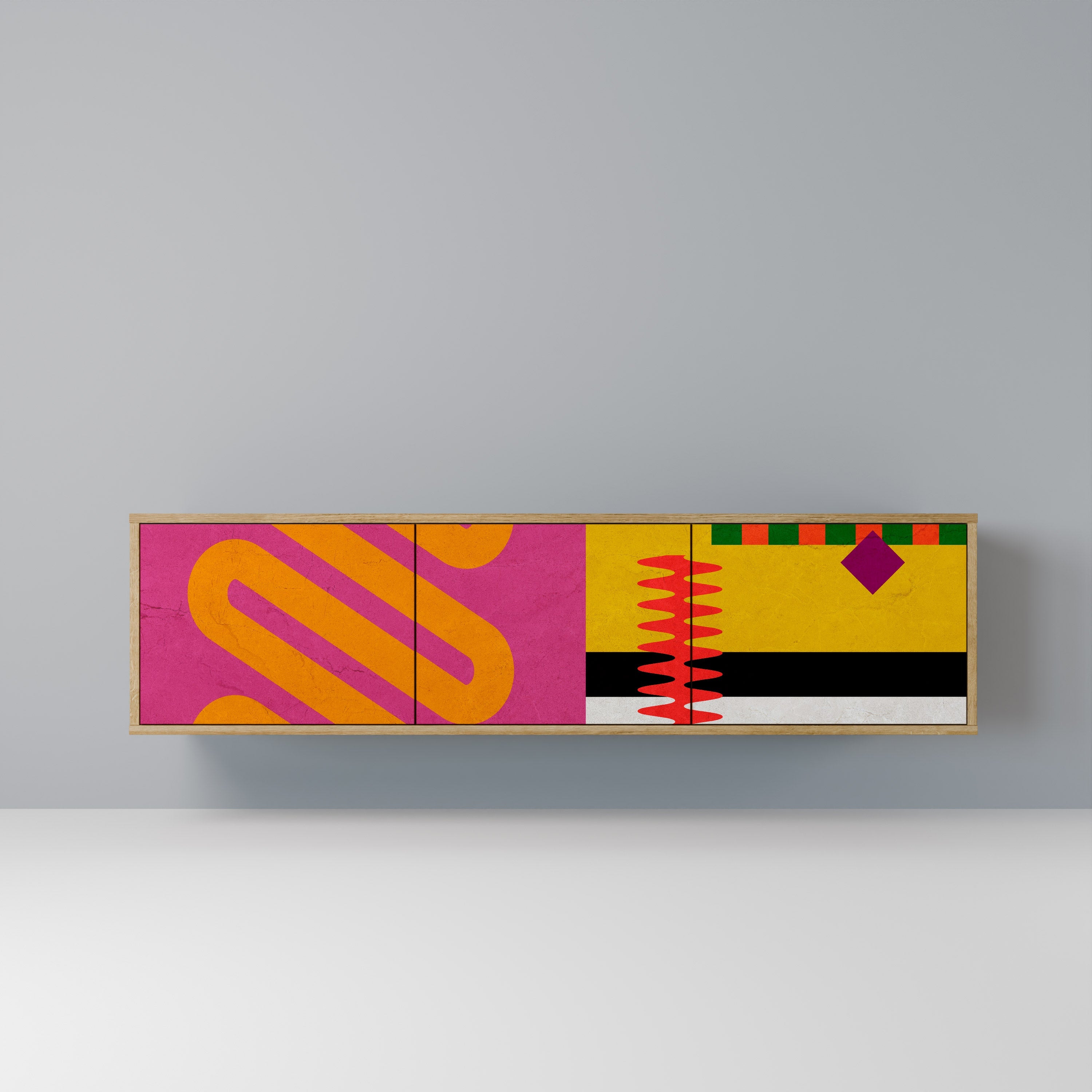 VIVID ART TV-Lowboard mit 3 Türen in Eiche-Optik