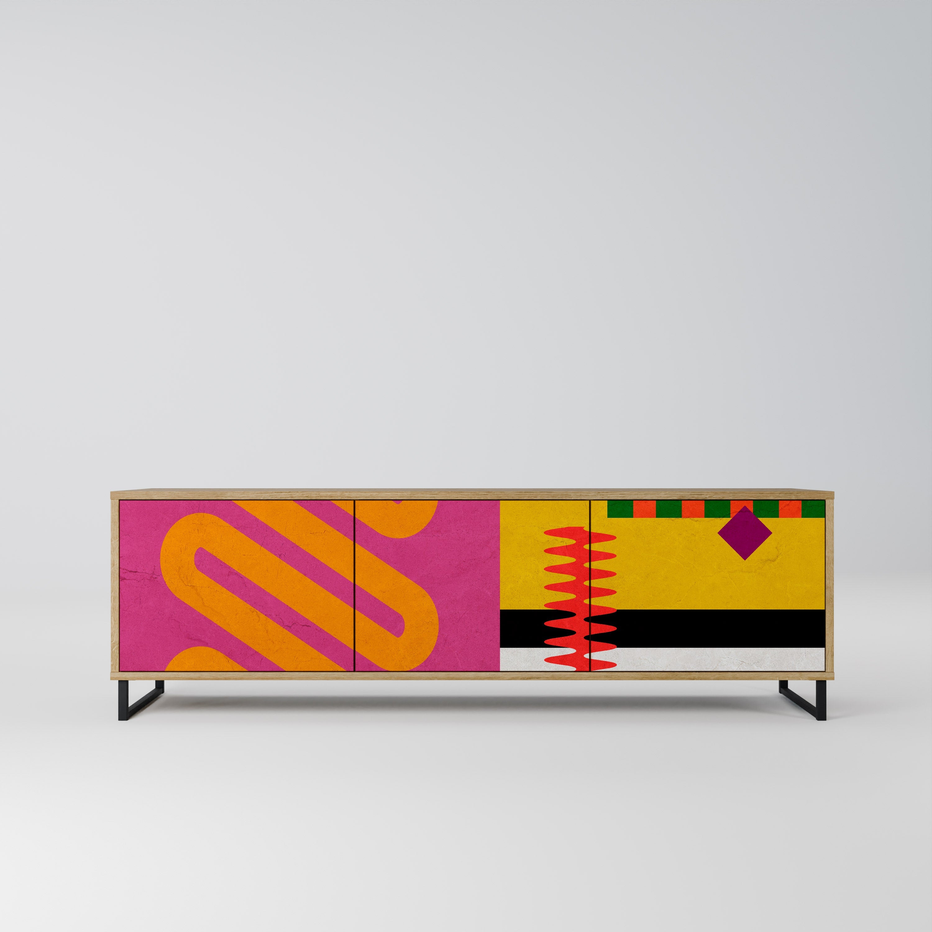 VIVID ART TV-Lowboard mit 3 Türen in Eiche-Optik