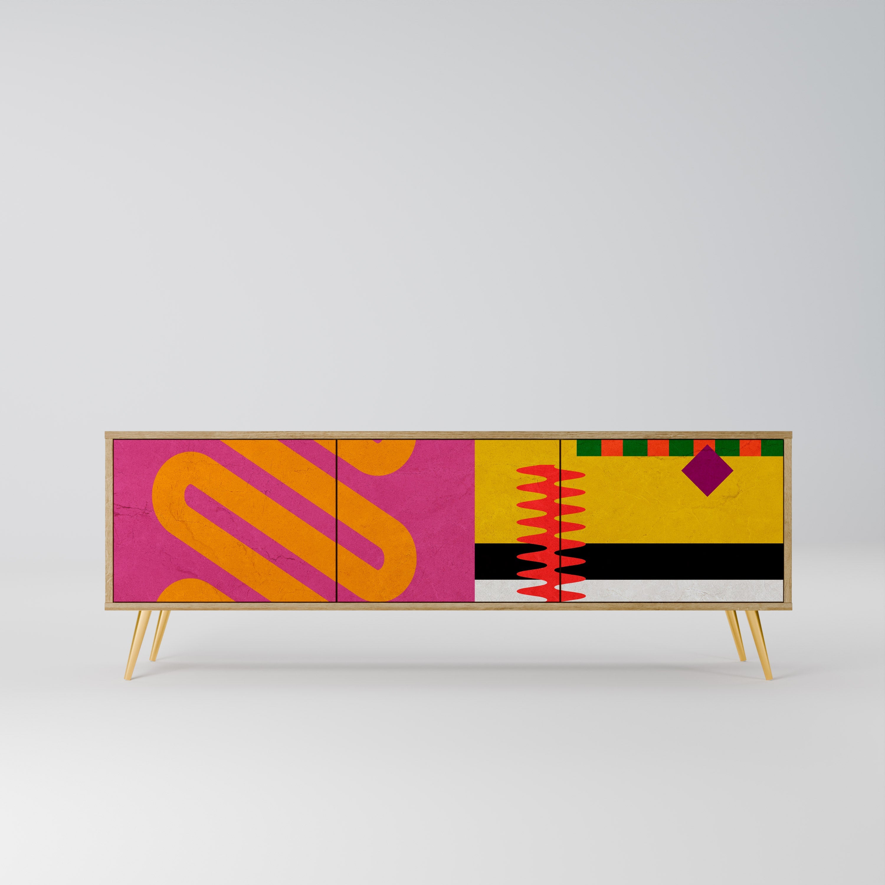 VIVID ART TV-Lowboard mit 3 Türen in Eiche-Optik