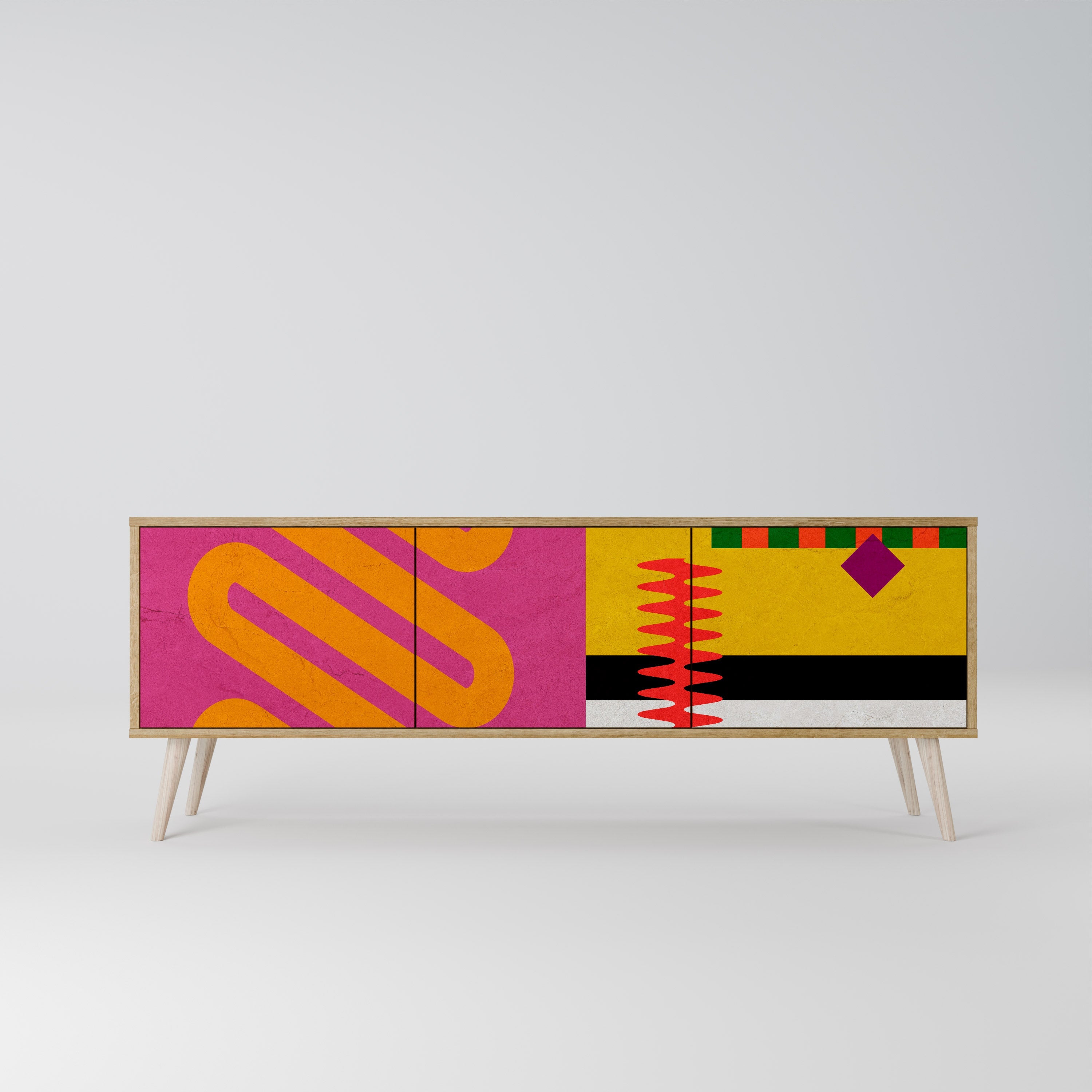 VIVID ART TV-Lowboard mit 3 Türen in Eiche-Optik