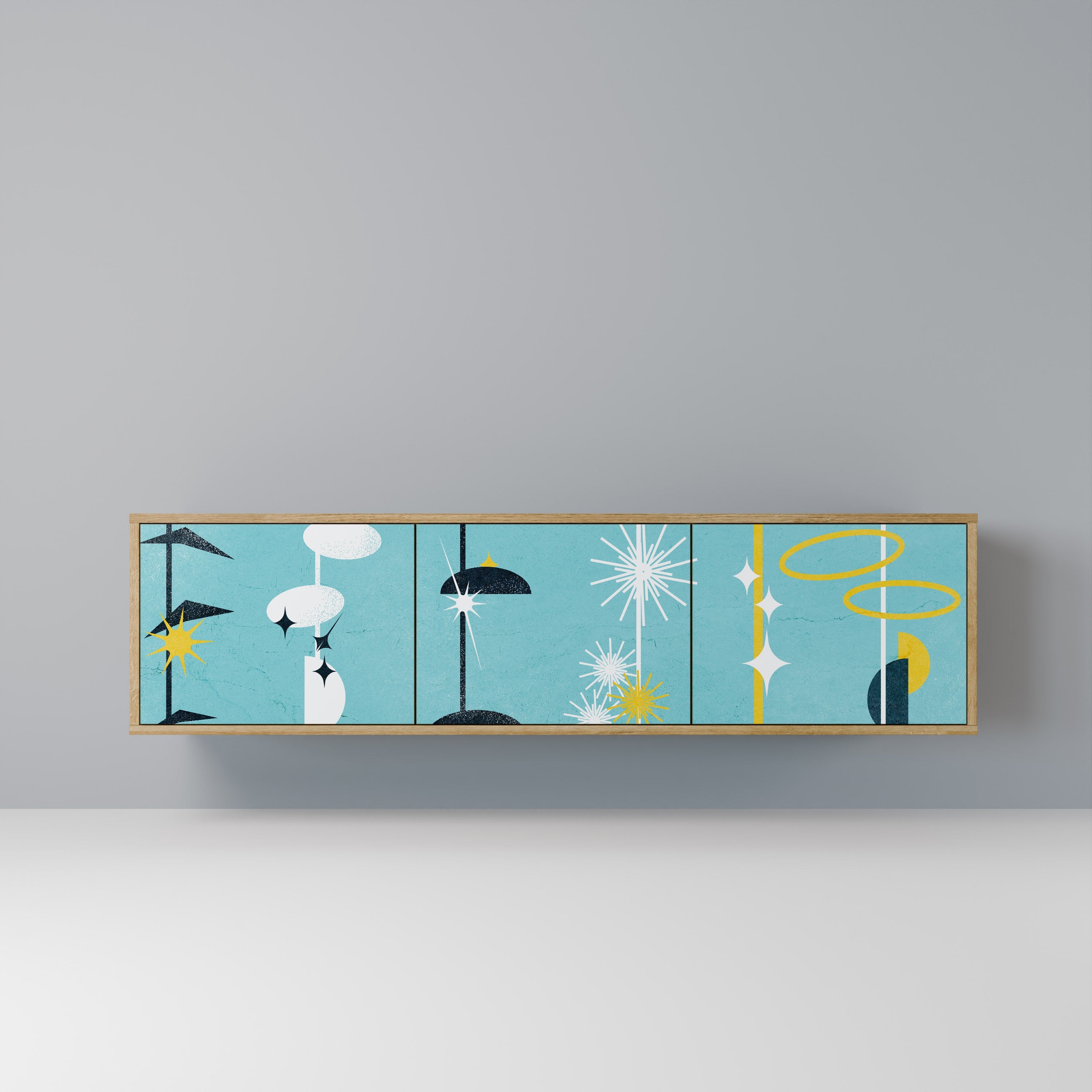 PATHS TO HAPPINESS TV-Lowboard mit 3 Türen in Eiche-Optik