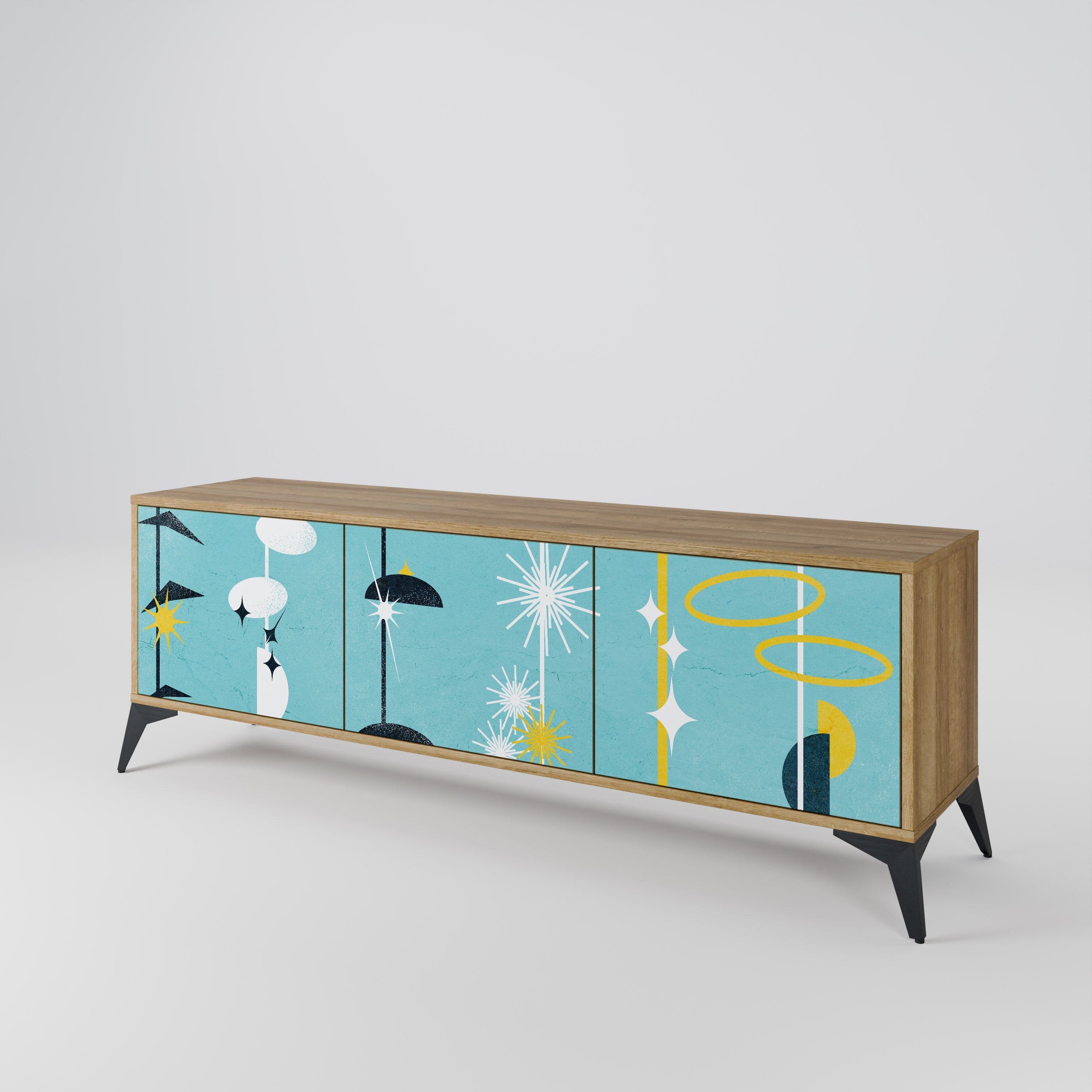 PATHS TO HAPPINESS TV-Lowboard mit 3 Türen in Eiche-Optik