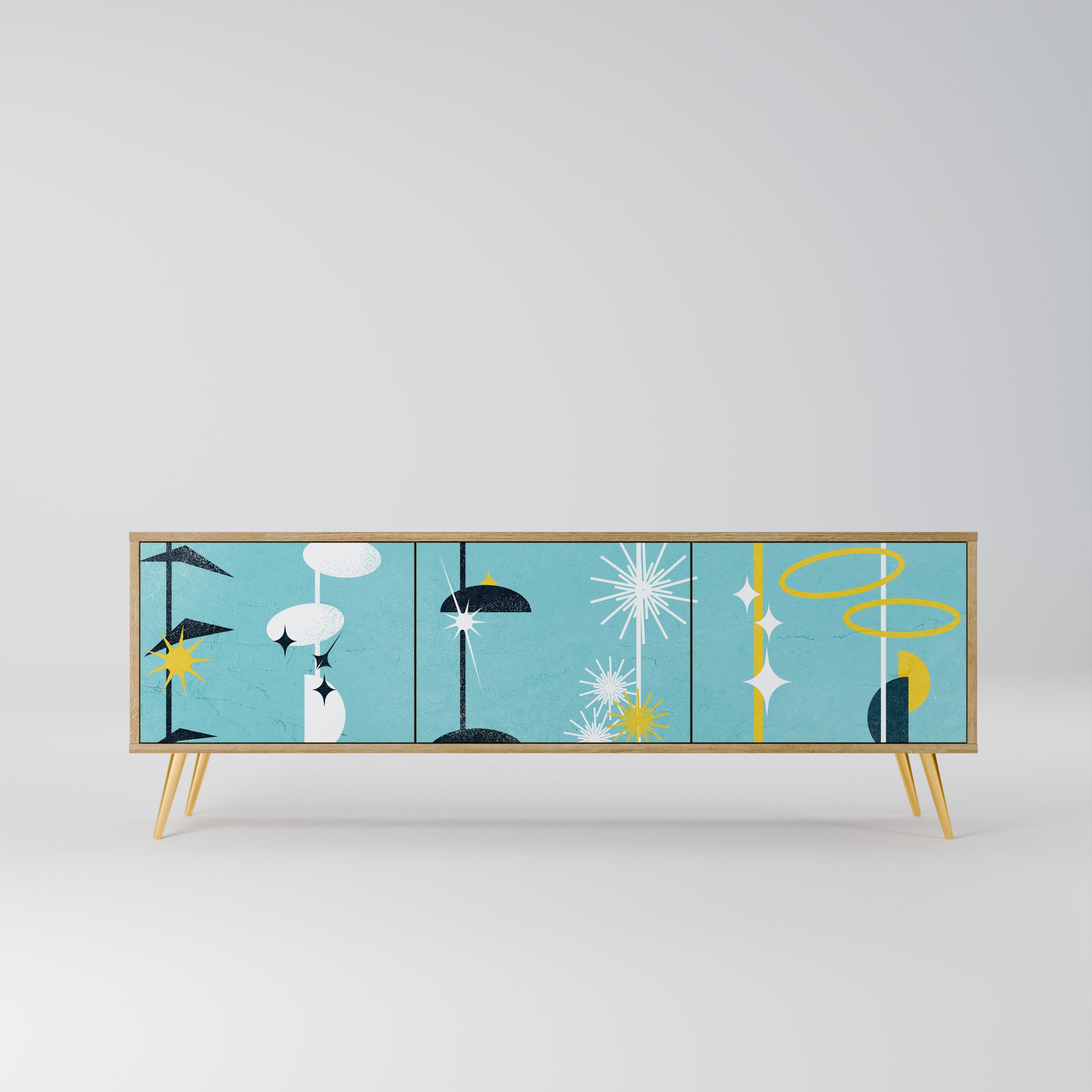 PATHS TO HAPPINESS TV-Lowboard mit 3 Türen in Eiche-Optik