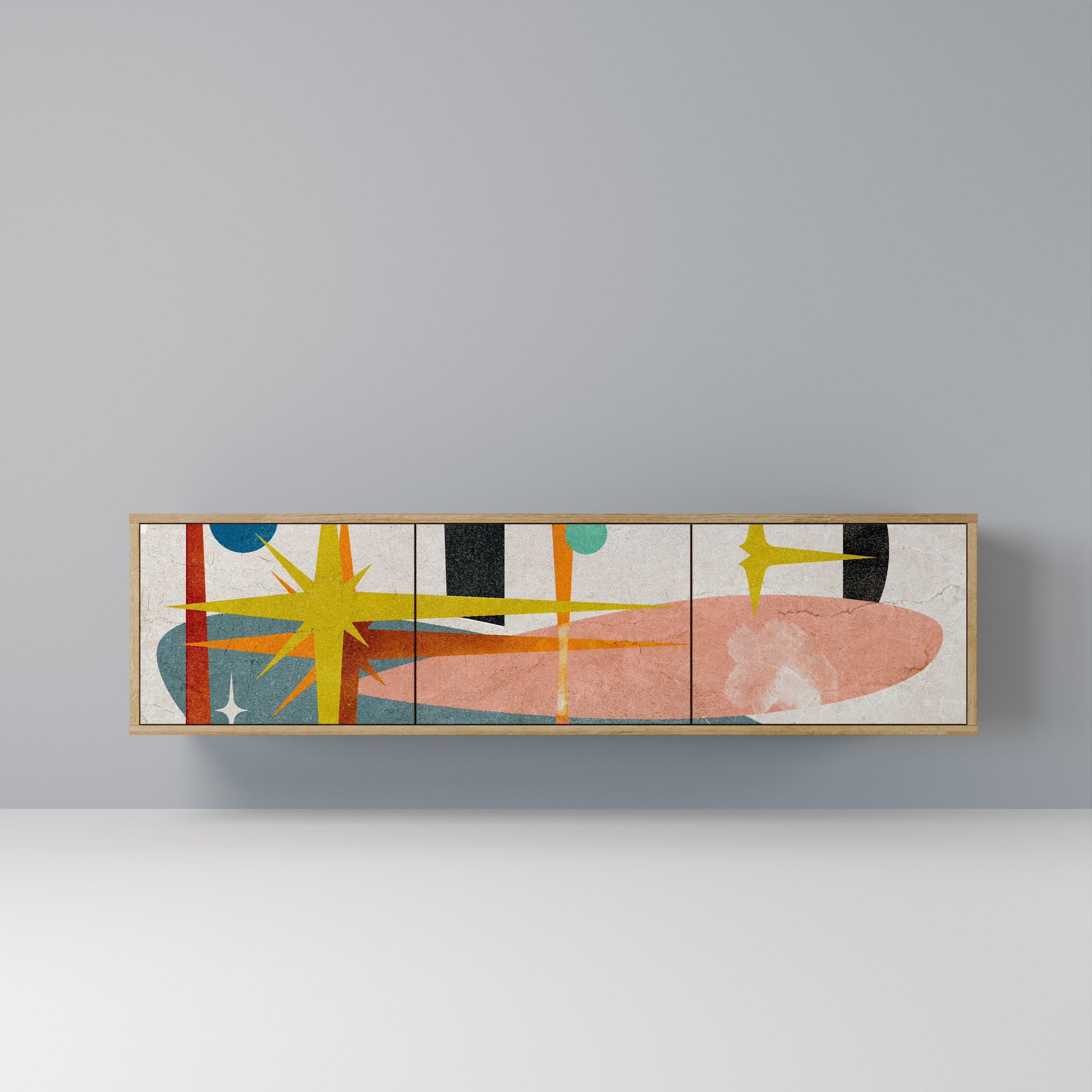 INTERSTELLAR VIBES TV-Lowboard mit 3 Türen in Eiche-Optik