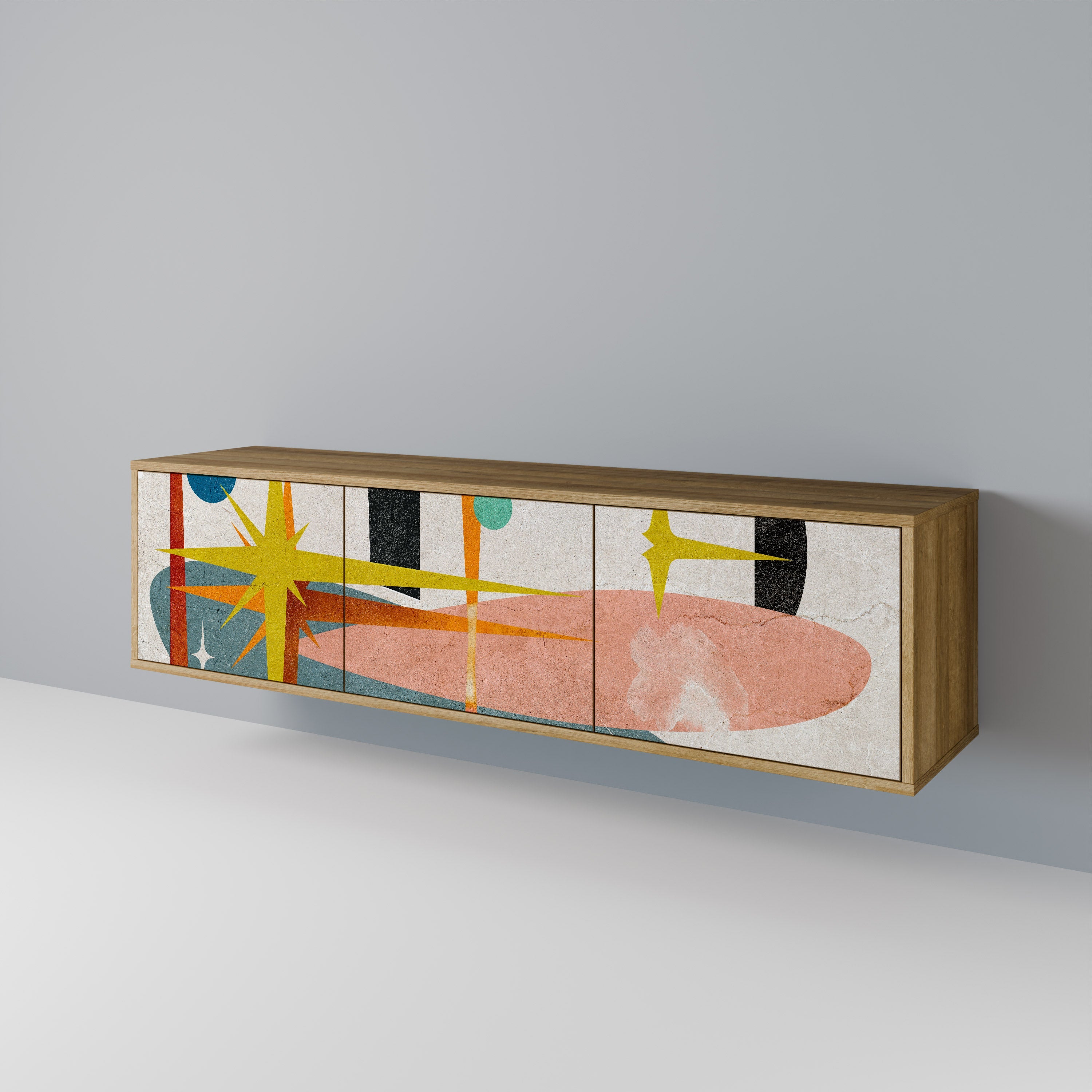 INTERSTELLAR VIBES TV-Lowboard mit 3 Türen in Eiche-Optik