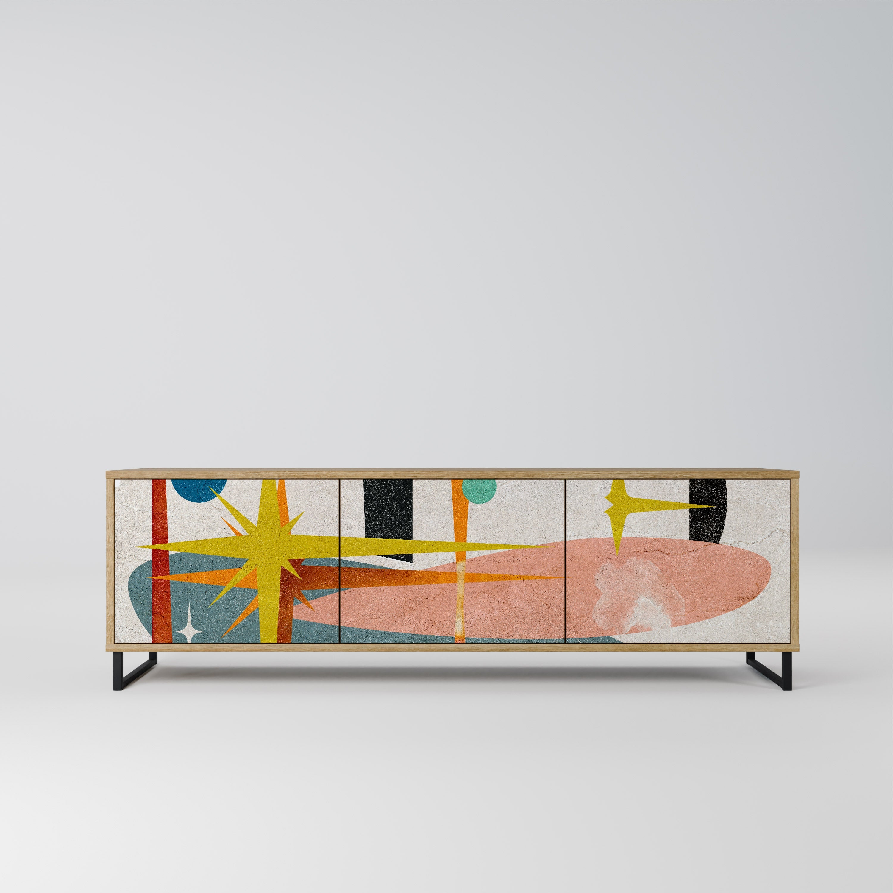 INTERSTELLAR VIBES TV-Lowboard mit 3 Türen in Eiche-Optik