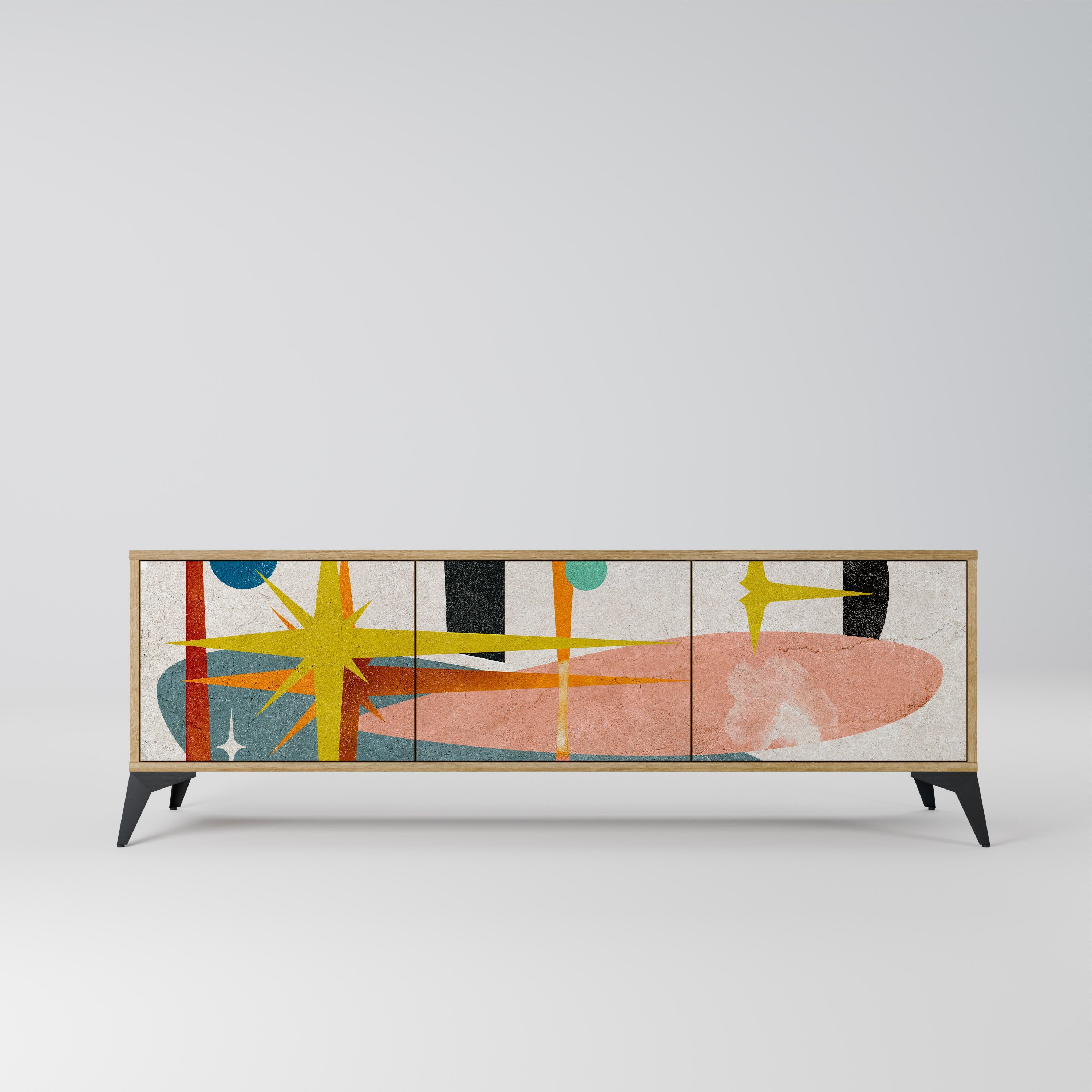 INTERSTELLAR VIBES TV-Lowboard mit 3 Türen in Eiche-Optik