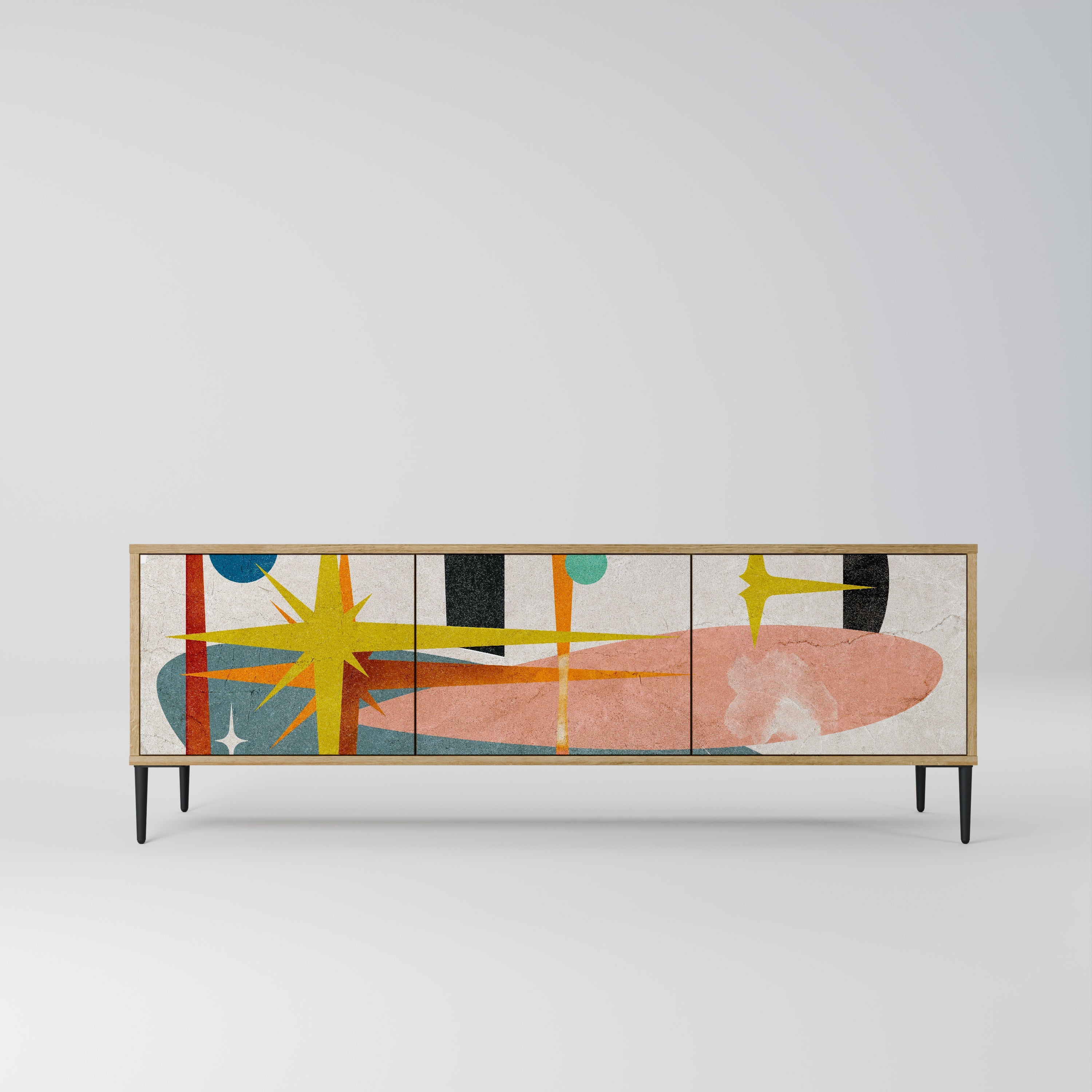 INTERSTELLAR VIBES TV-Lowboard mit 3 Türen in Eiche-Optik