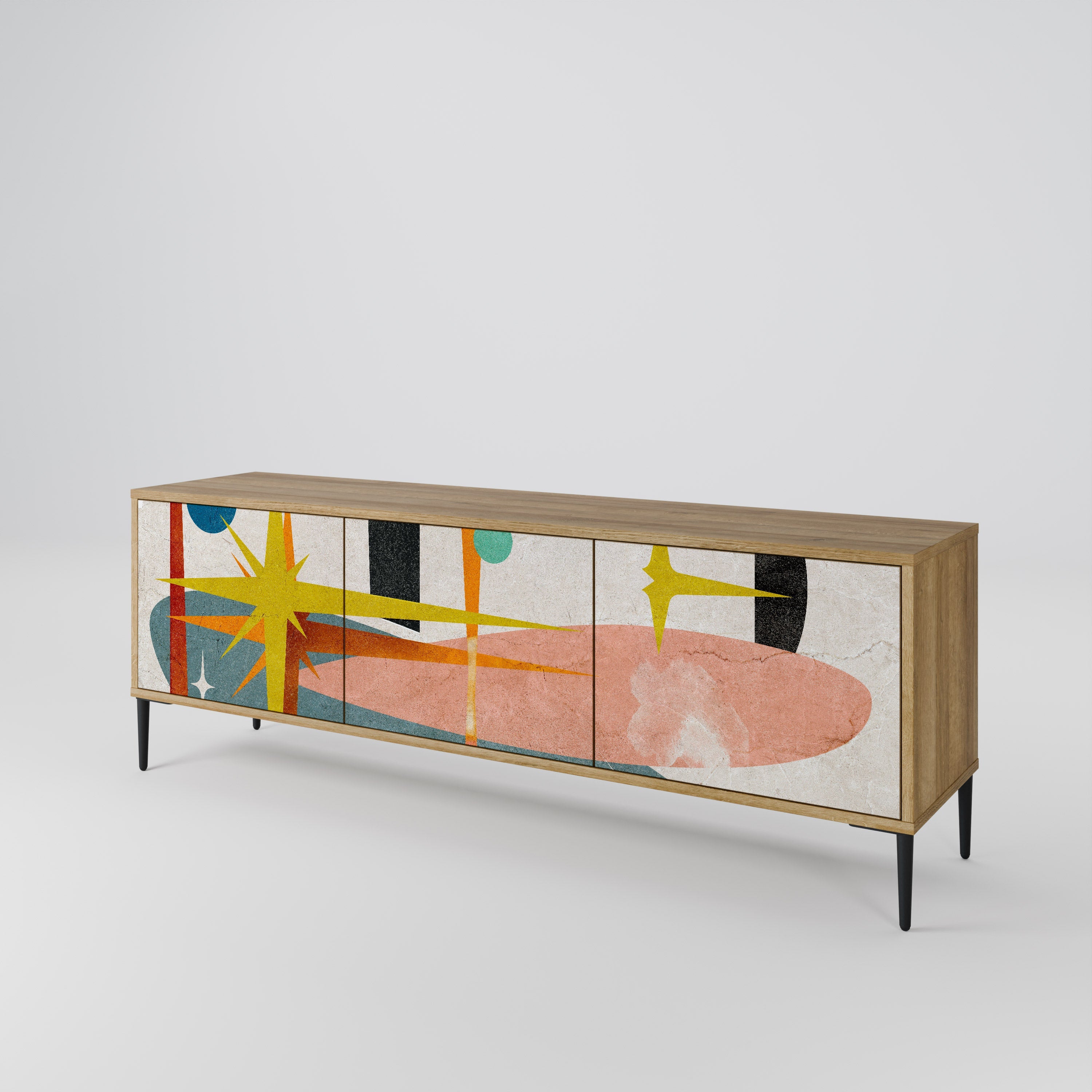 INTERSTELLAR VIBES TV-Lowboard mit 3 Türen in Eiche-Optik