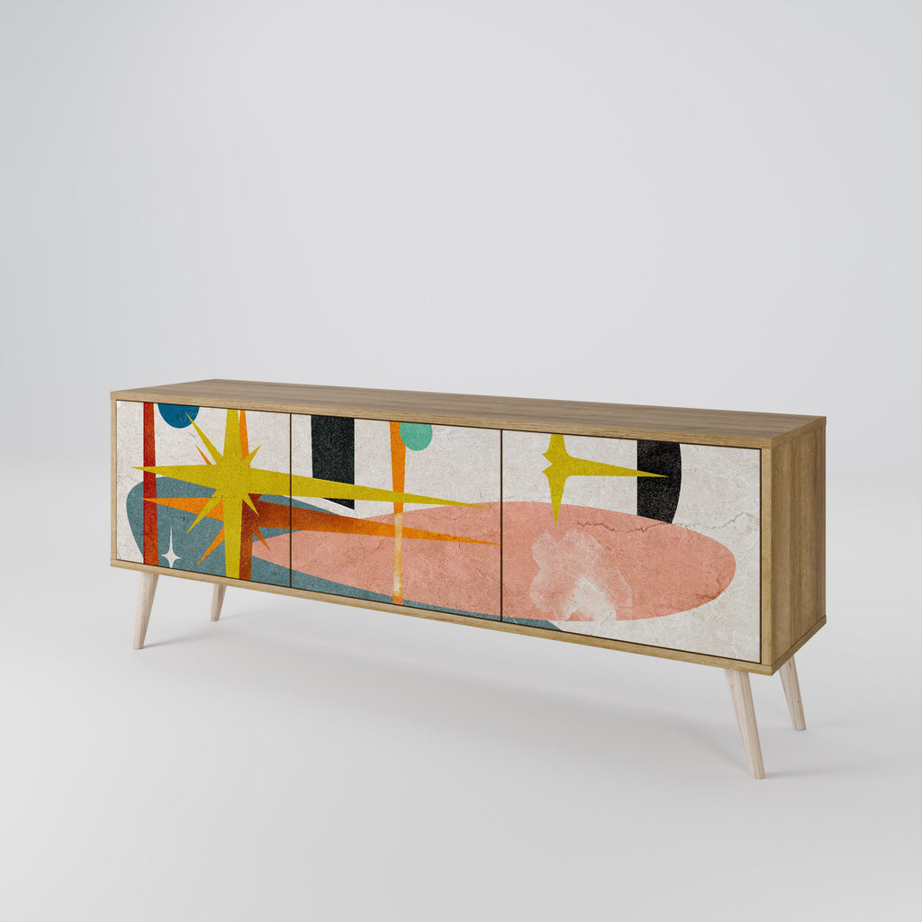 INTERSTELLAR VIBES TV-Lowboard mit 3 Türen in Eiche-Optik