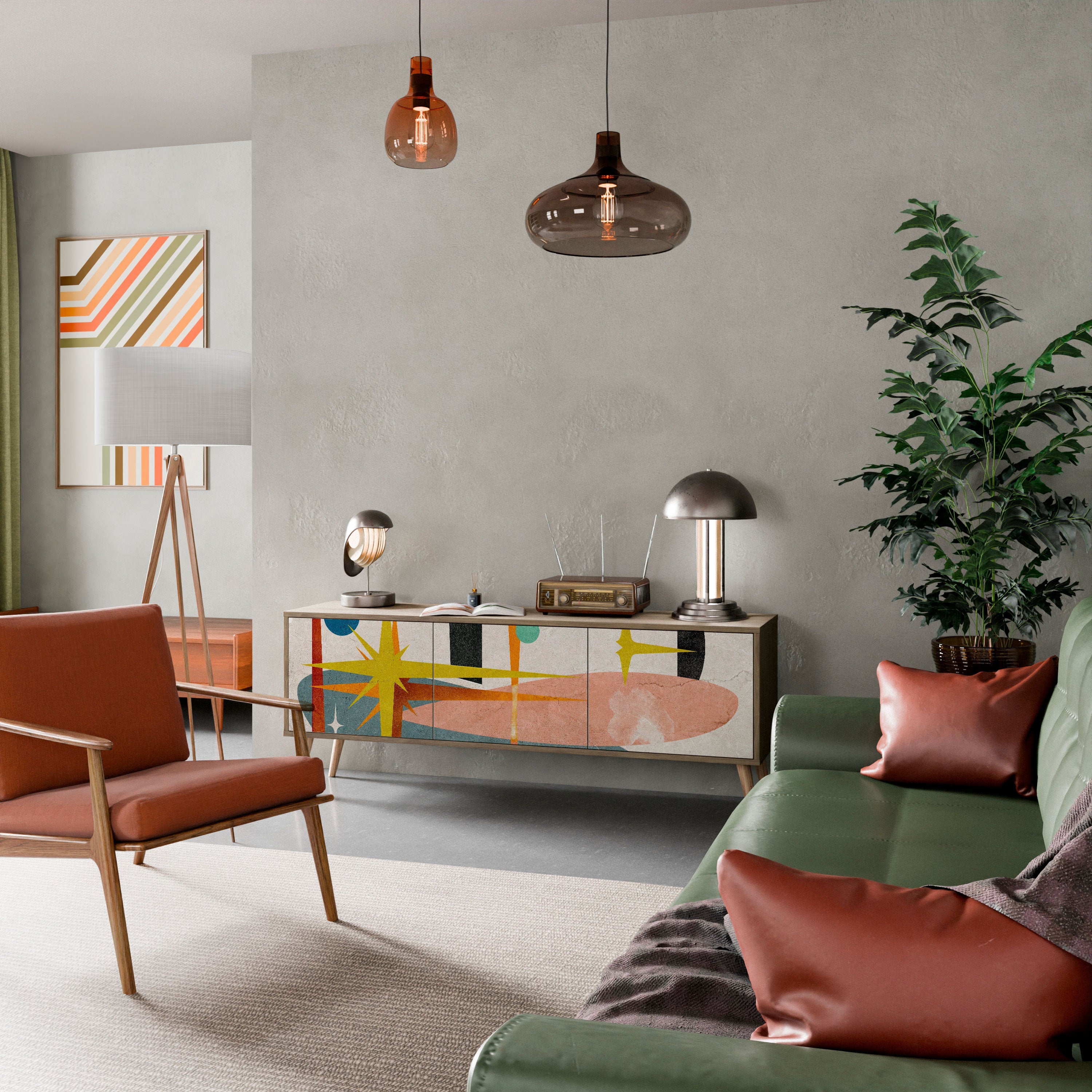 INTERSTELLAR VIBES TV-Lowboard mit 3 Türen in Eiche-Optik