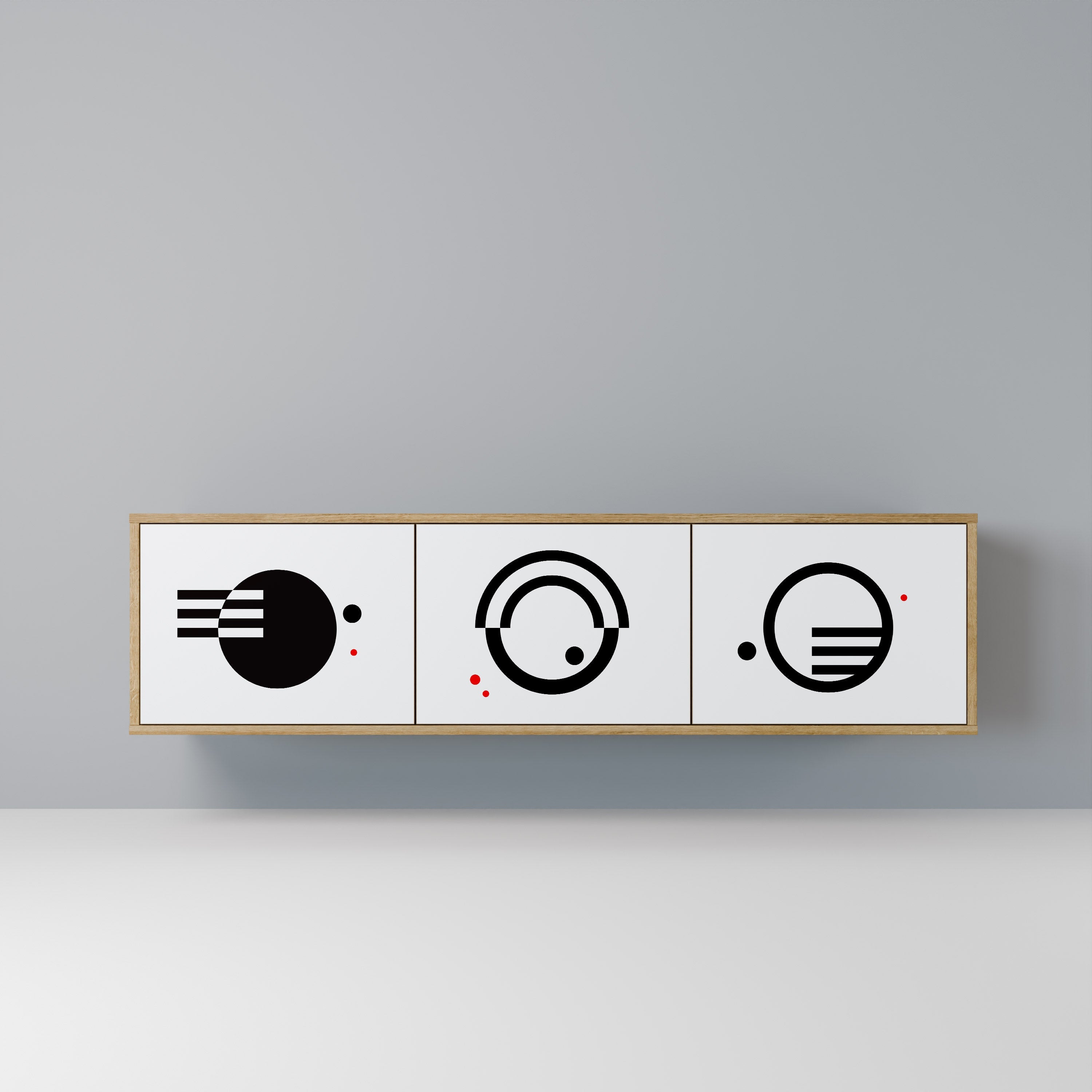 BLACK AND WHITE COMBINATION TV-Lowboard mit 3 Türen in Eiche-Optik