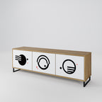 BLACK AND WHITE COMBINATION 3-Door TV Stand in Oak Effect