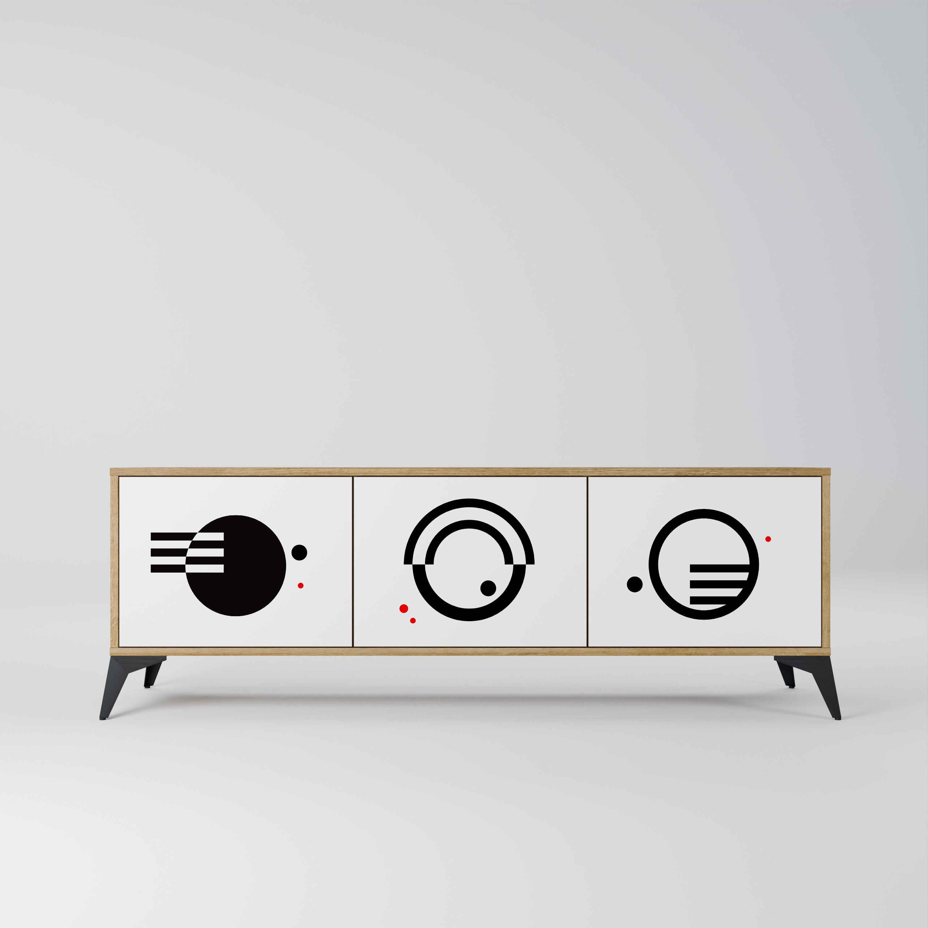 BLACK AND WHITE COMBINATION TV-Lowboard mit 3 Türen in Eiche-Optik