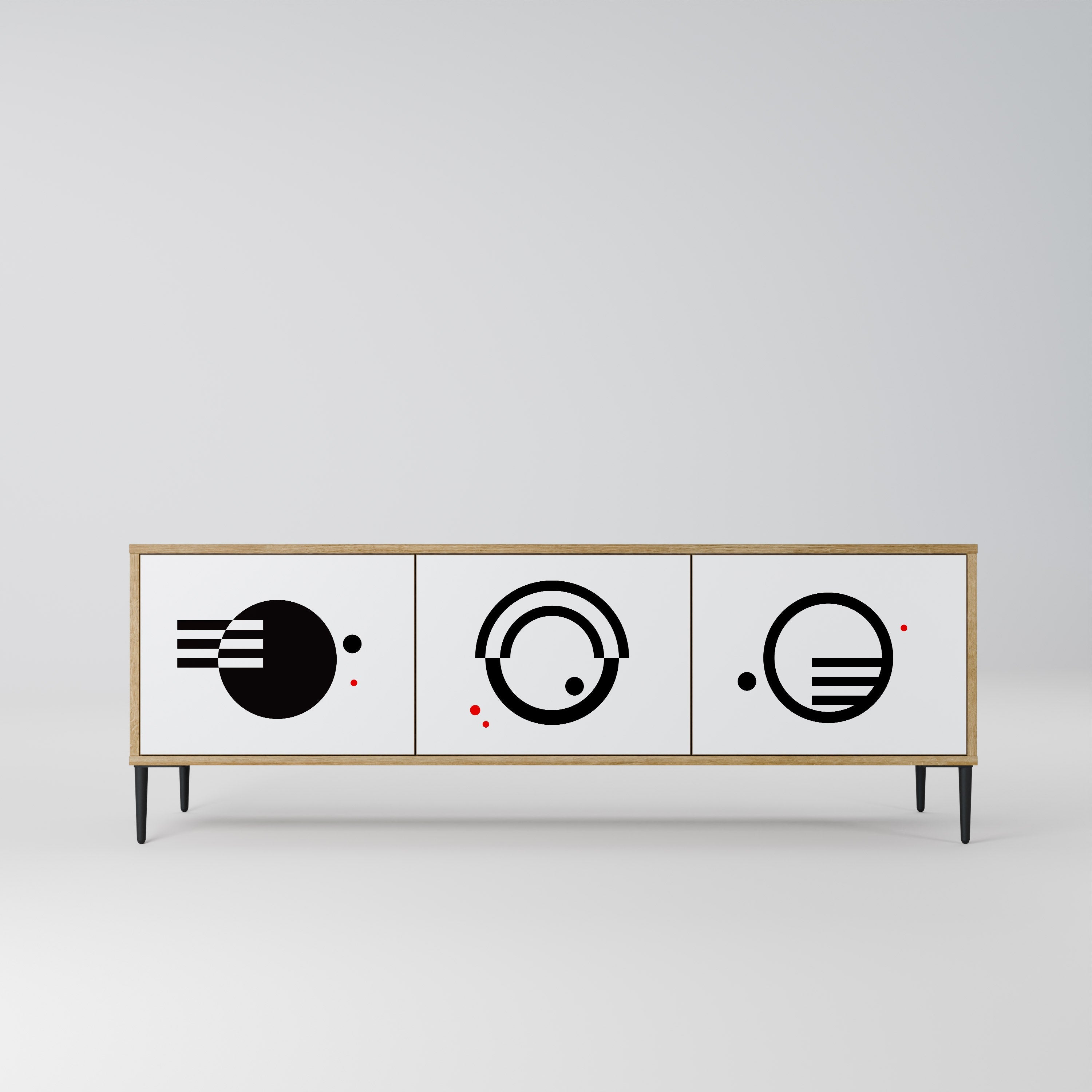 BLACK AND WHITE COMBINATION TV-Lowboard mit 3 Türen in Eiche-Optik