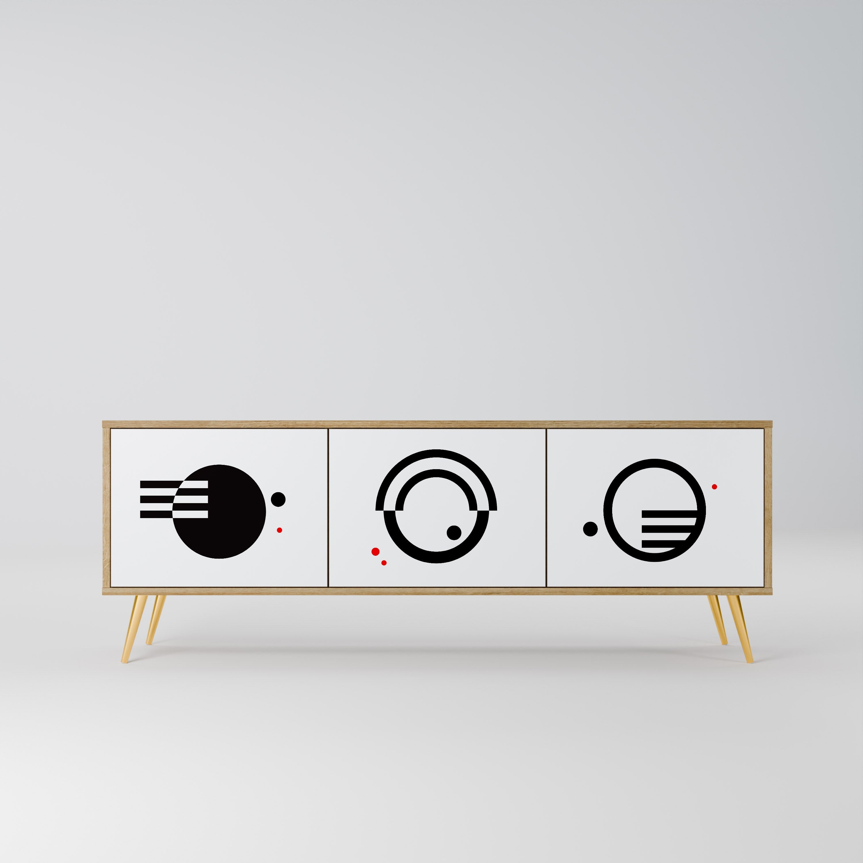 BLACK AND WHITE COMBINATION TV-Lowboard mit 3 Türen in Eiche-Optik