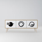 BLACK AND WHITE COMBINATION 3-Door TV Stand in Oak Effect