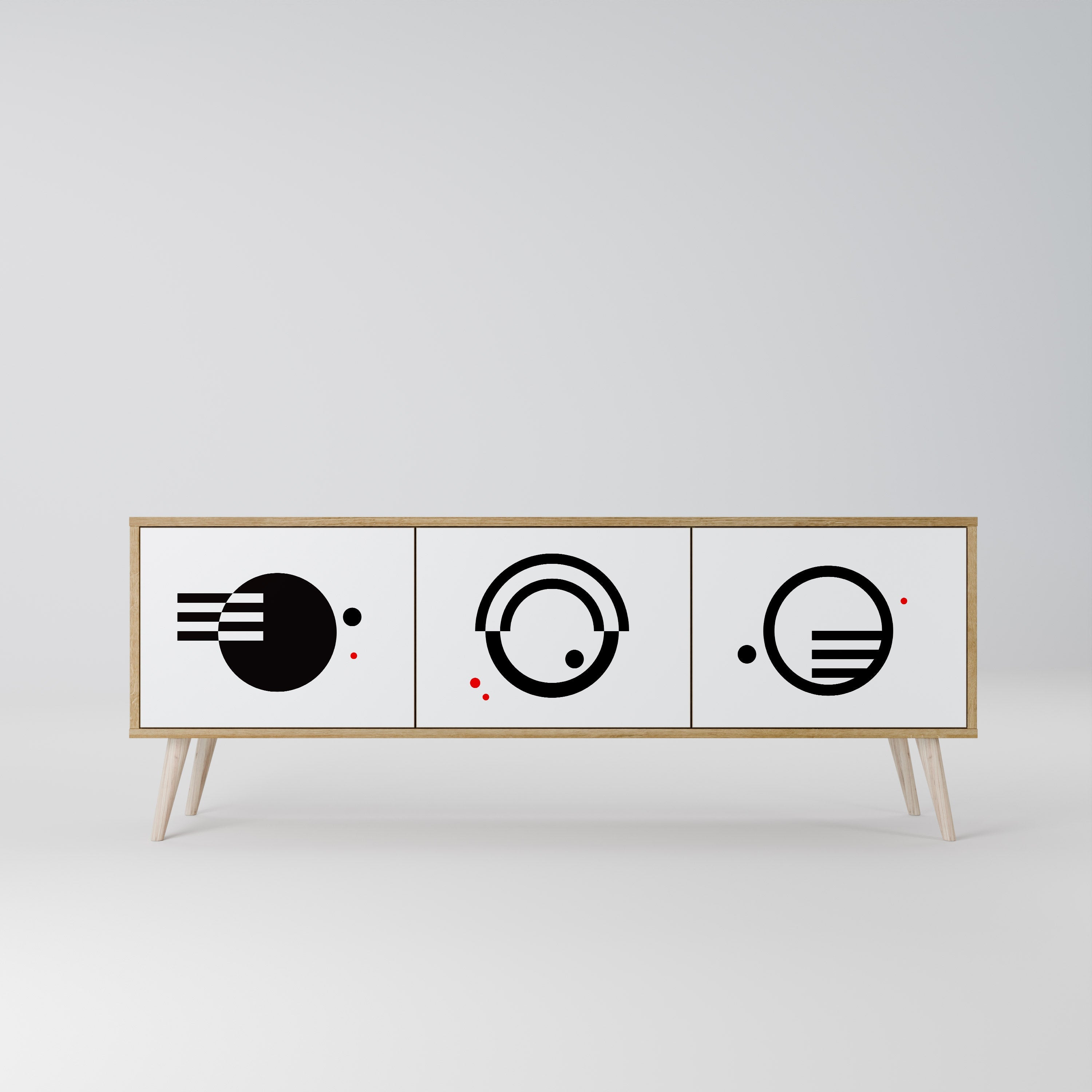 BLACK AND WHITE COMBINATION TV-Lowboard mit 3 Türen in Eiche-Optik