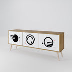 BLACK AND WHITE COMBINATION 3-Door TV Stand in Oak Effect