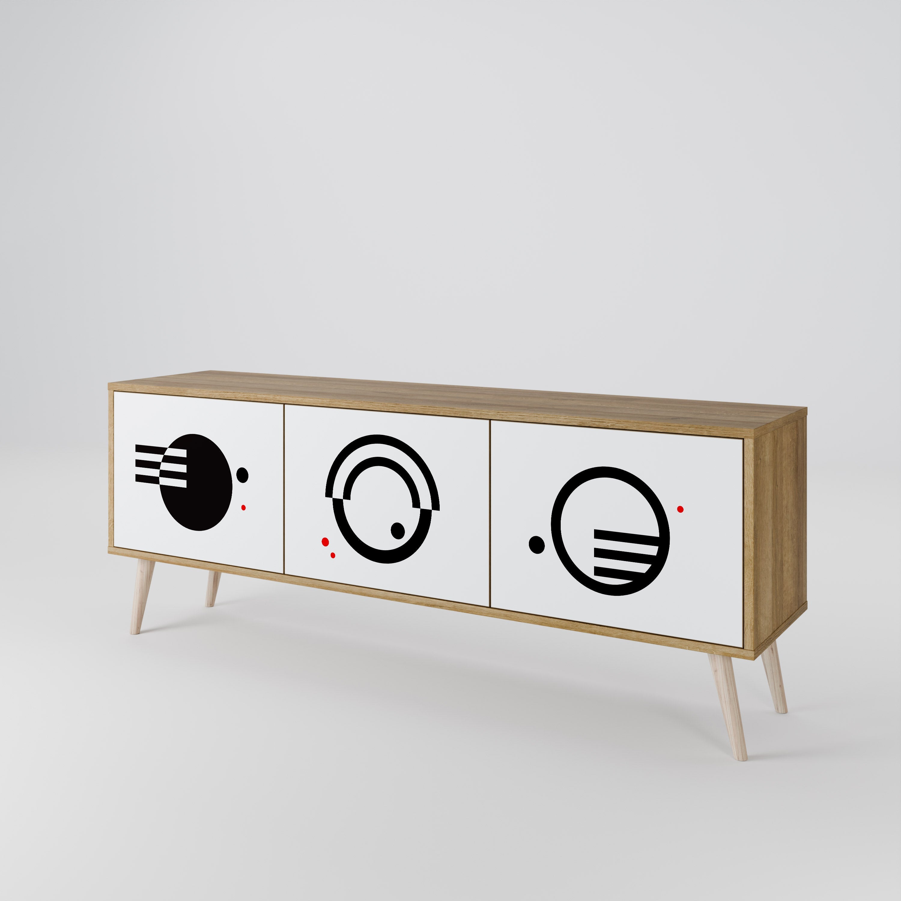 BLACK AND WHITE COMBINATION TV-Lowboard mit 3 Türen in Eiche-Optik