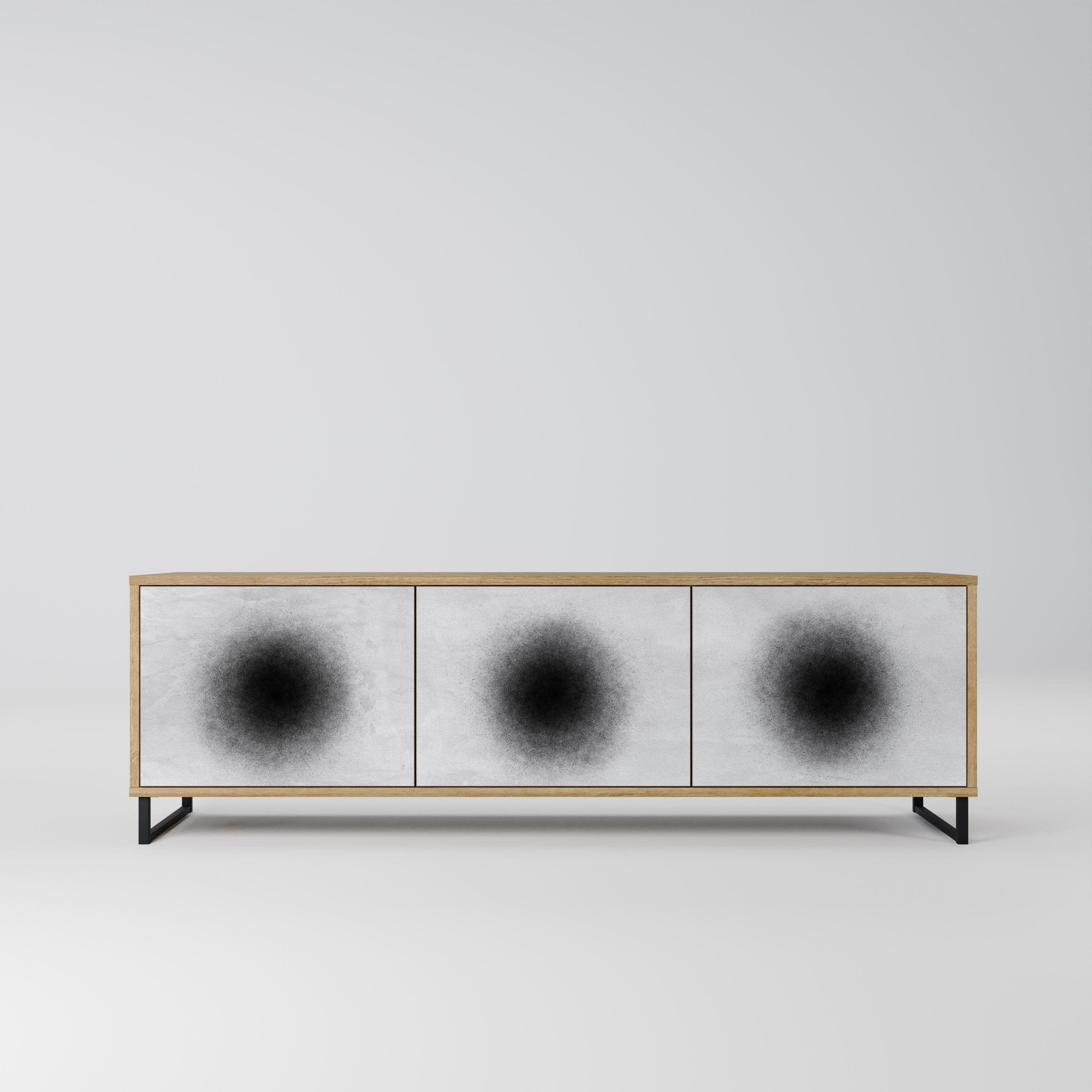 BLACK HOLE TV-Lowboard mit 3 Türen in Eiche-Optik