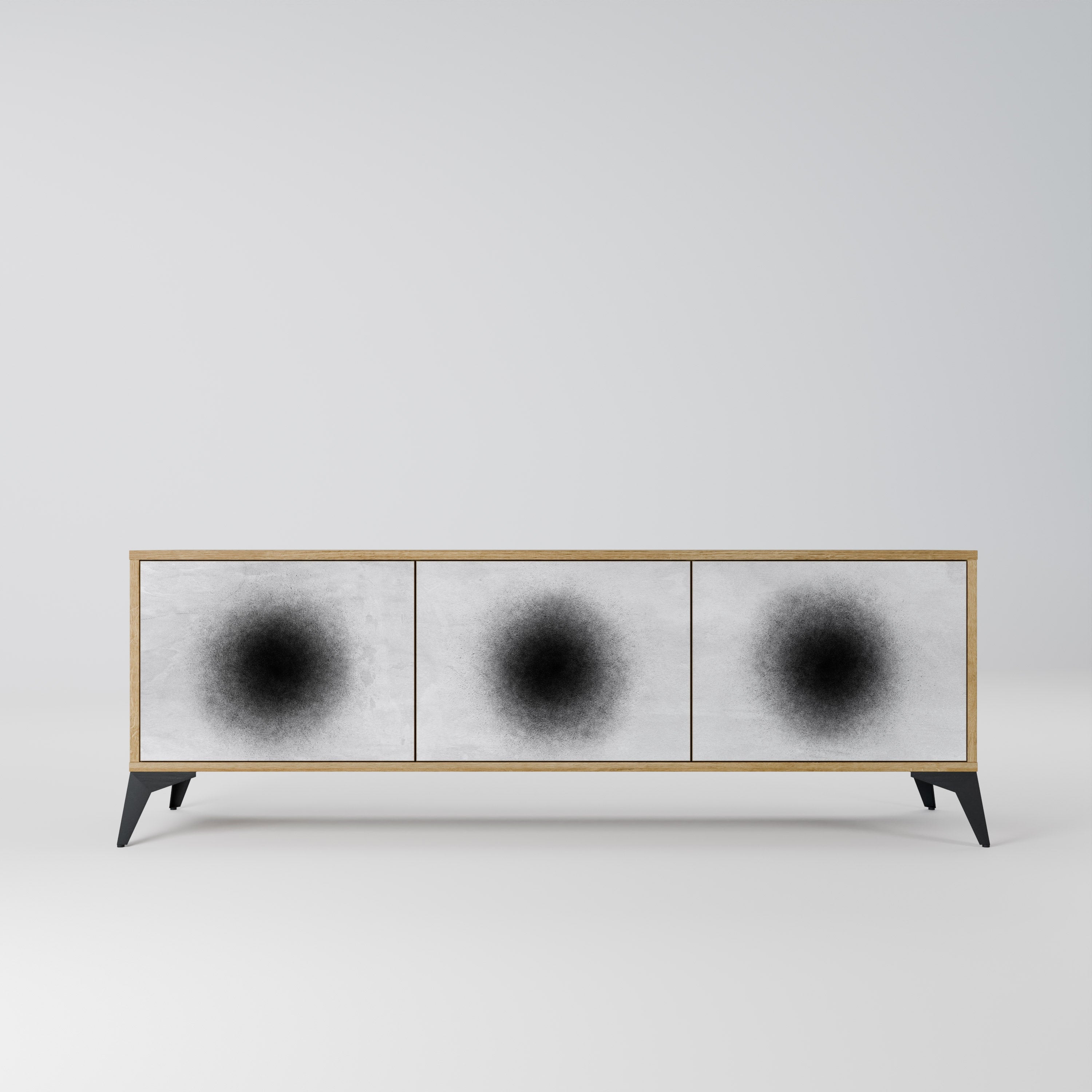 BLACK HOLE TV-Lowboard mit 3 Türen in Eiche-Optik