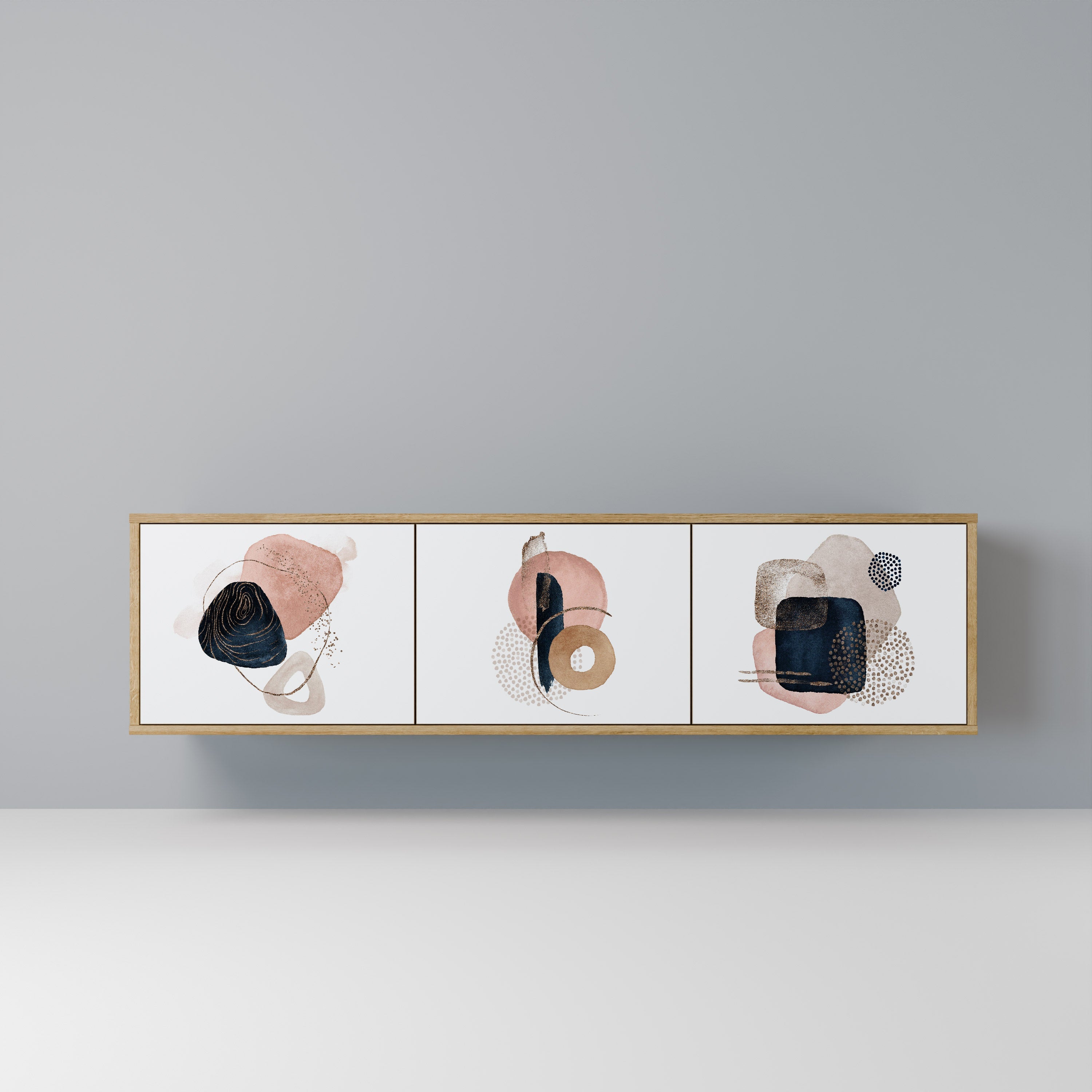 COLORFUL SHAPES TV-Lowboard mit 3 Türen in Eiche-Optik