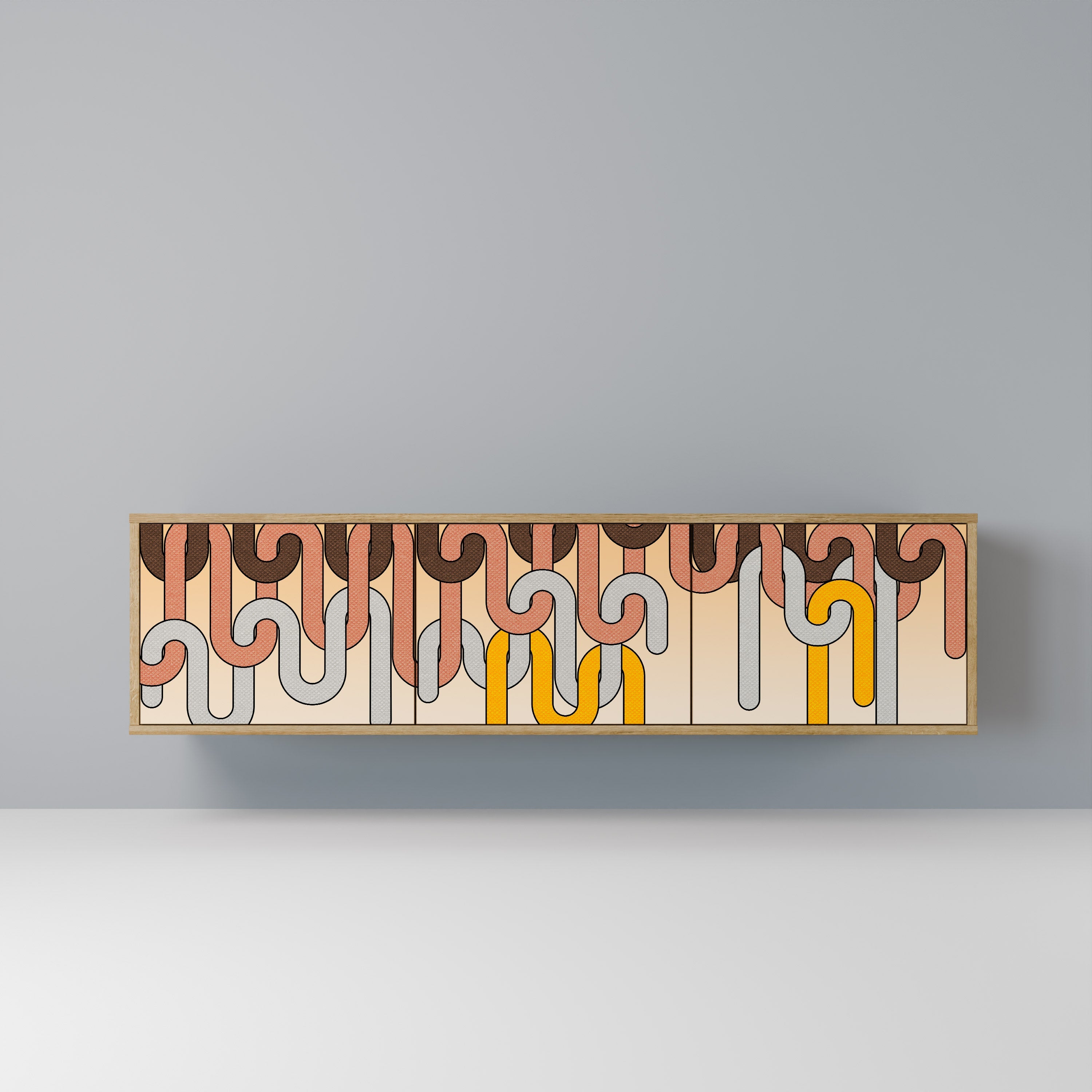 COLORFUL STRINGS TV-Lowboard mit 3 Türen in Eiche-Optik