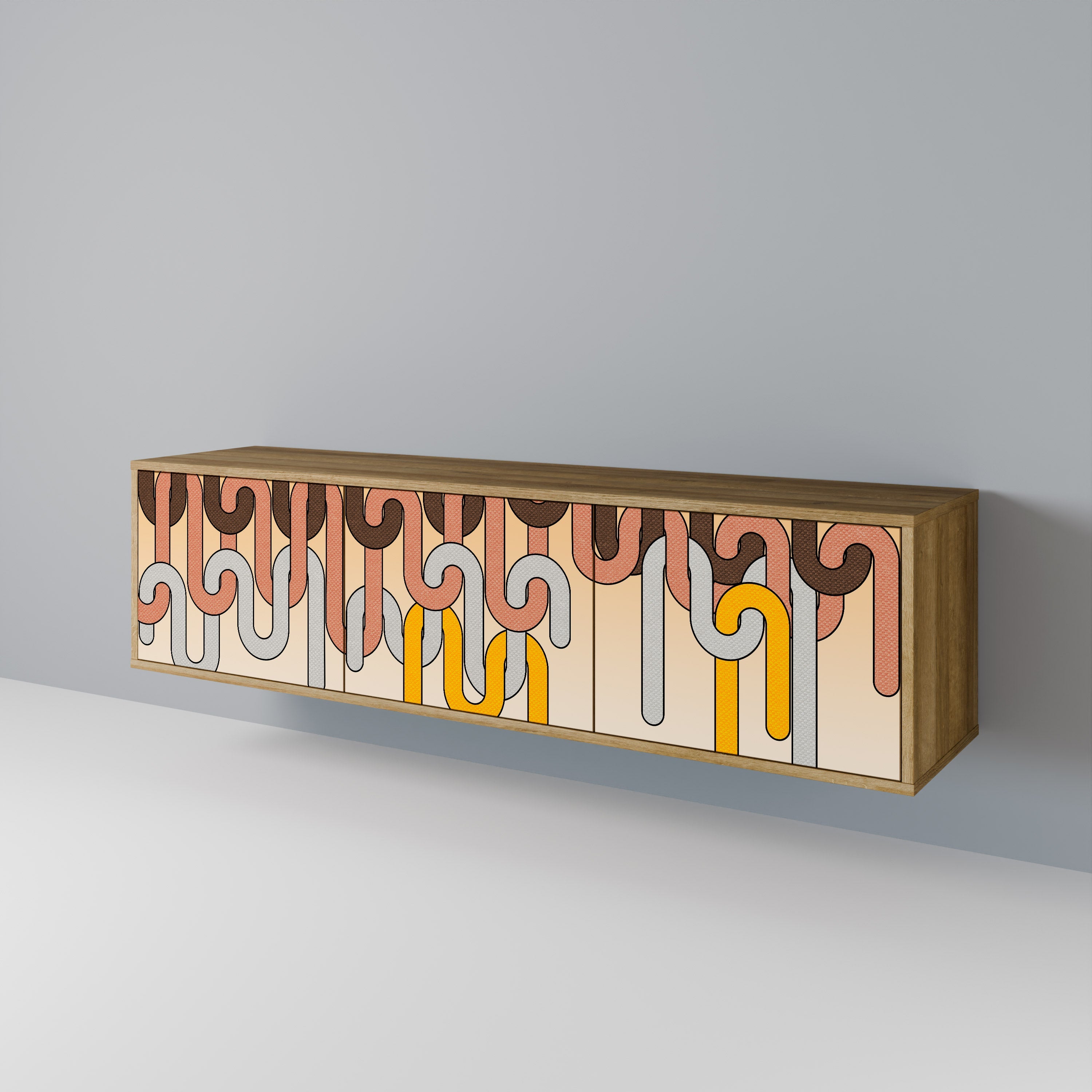 COLORFUL STRINGS TV-Lowboard mit 3 Türen in Eiche-Optik